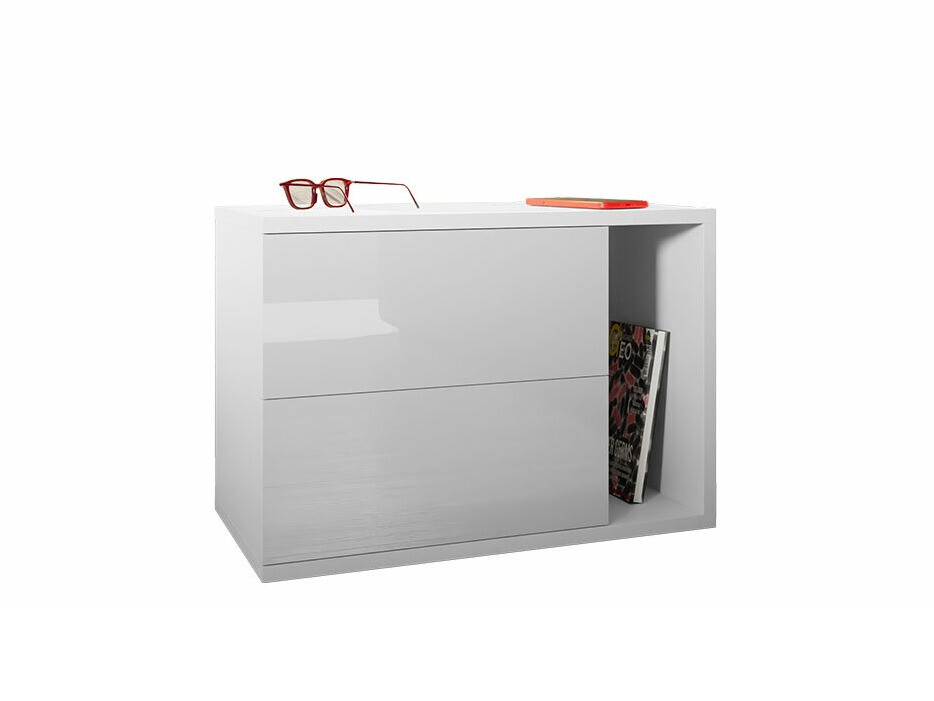 Nachtkastje Utica 104 (Wit + Glanzend wit)