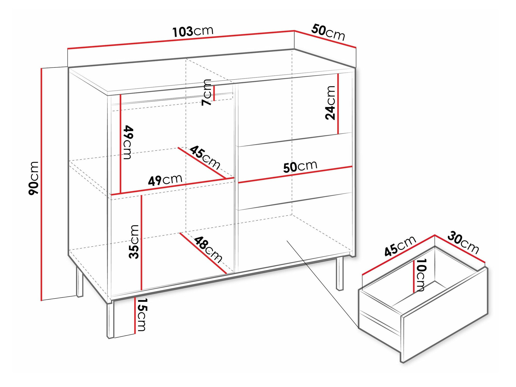 Ladekast Comfivo Delruva 100 (Wit)