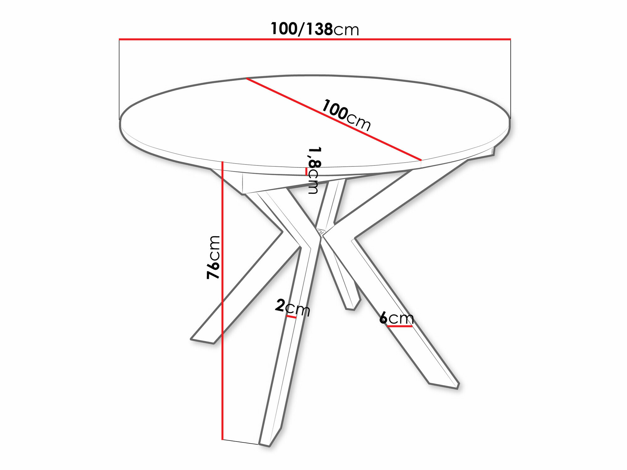 Tafel Oswego 112 (Zwart)