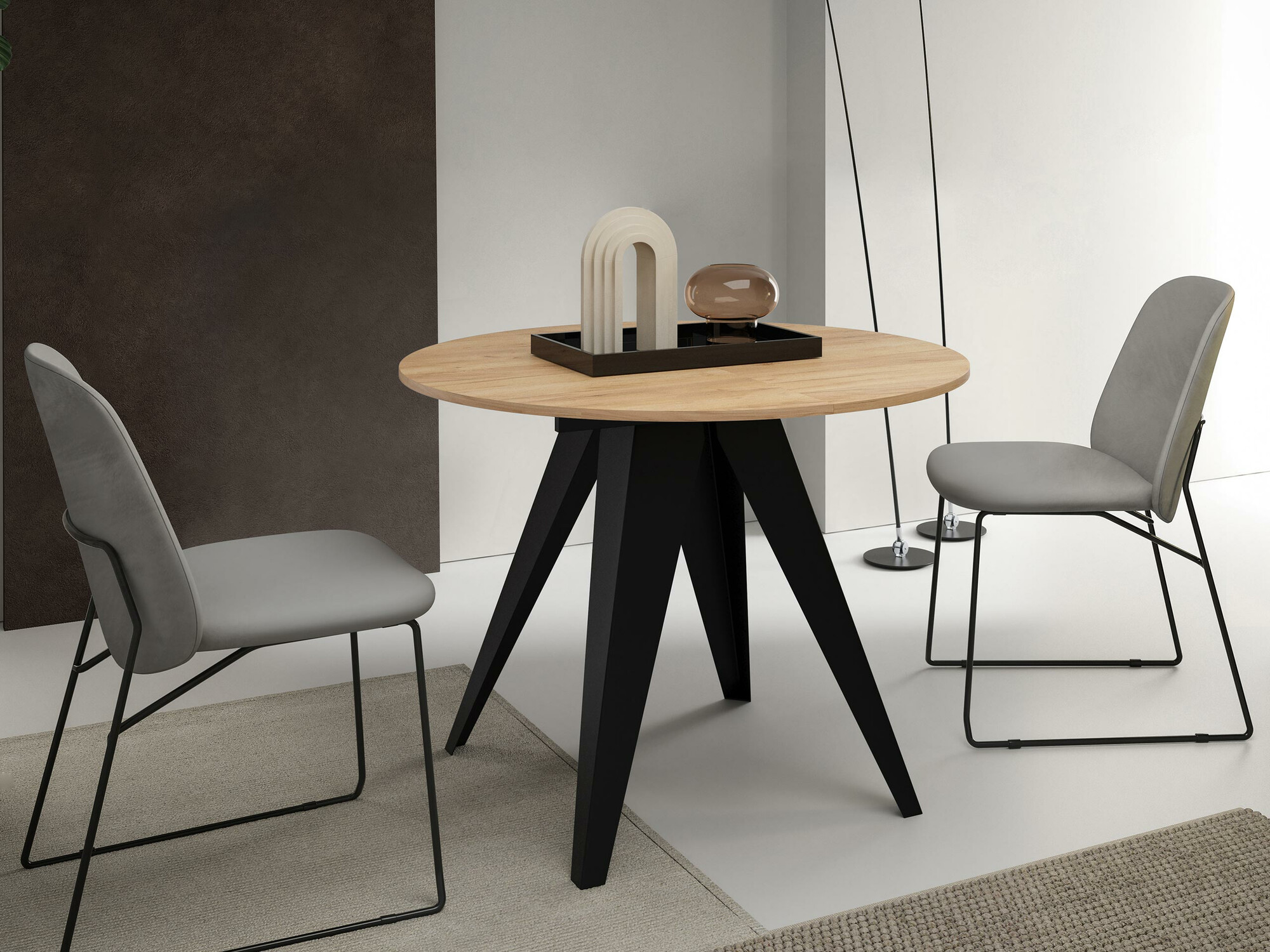 Tafel Oswego 114 (Zwart + Ambachtelijke gouden eik)