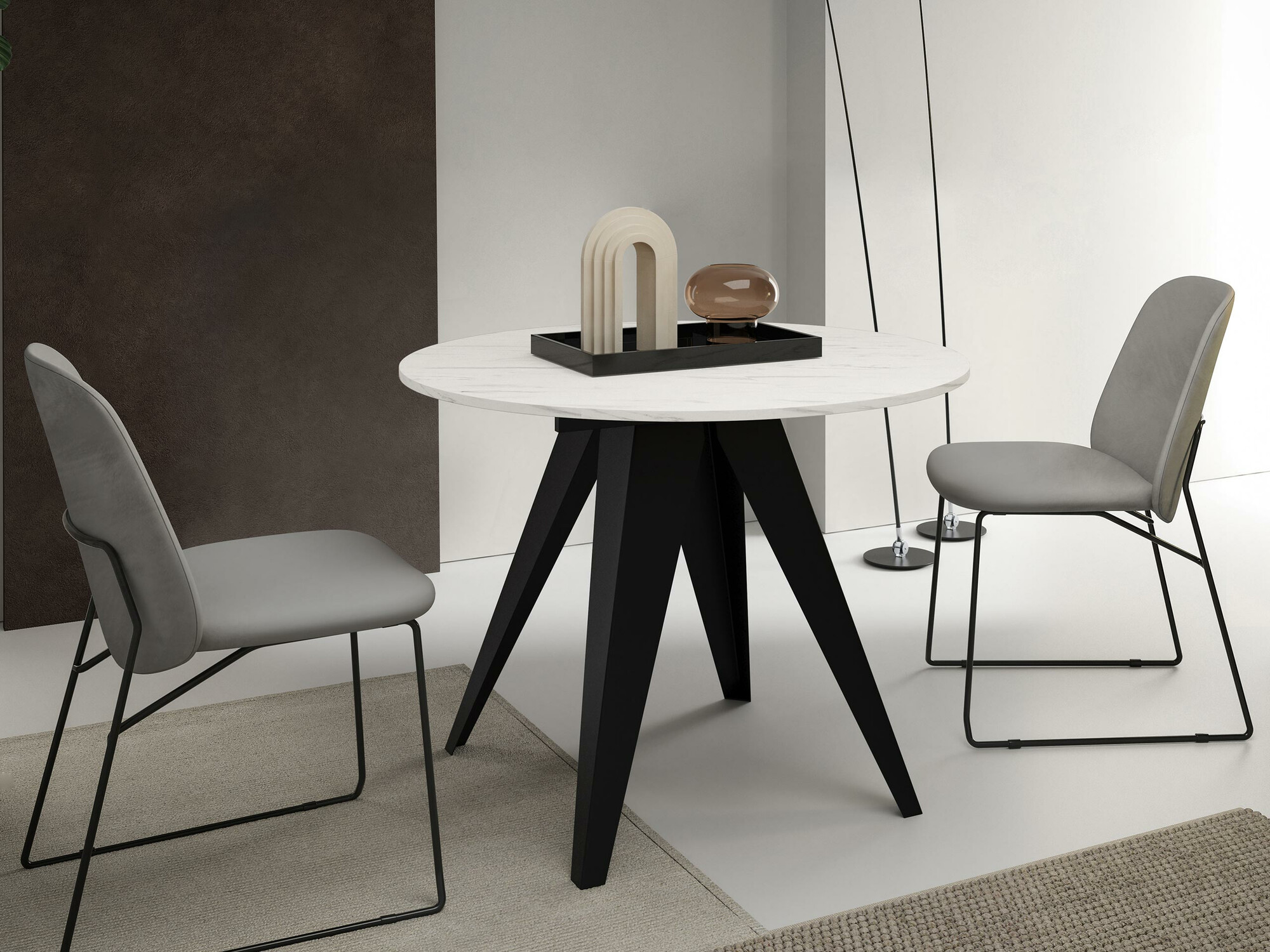 Tafel Oswego 114 (Zwart + Wit marmer)