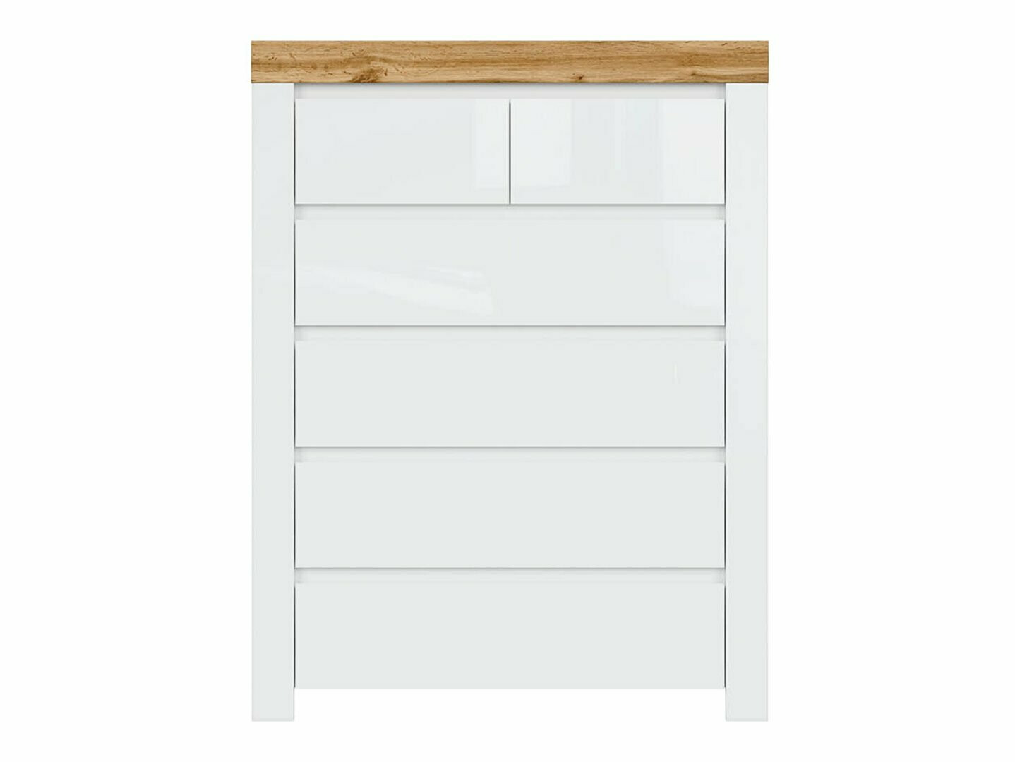 Ladekast Sonsoru 114 (Wit + Glanzend wit + Wotan eik)