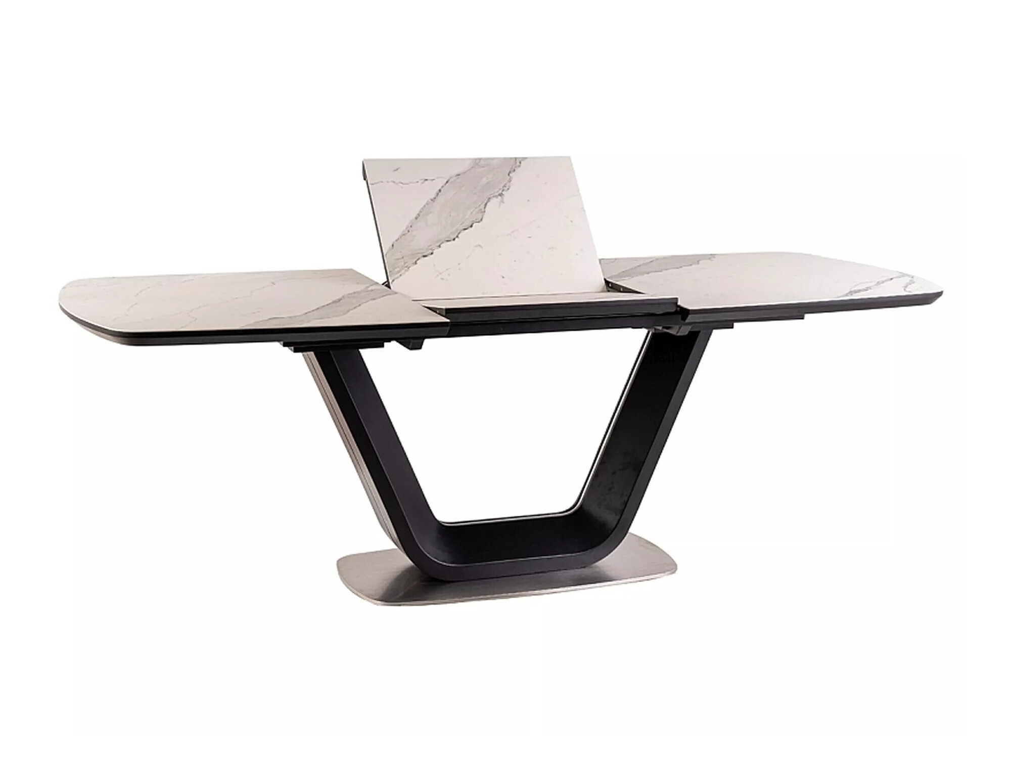 Tafel Detroit 116 (Wit marmer + Zwart)