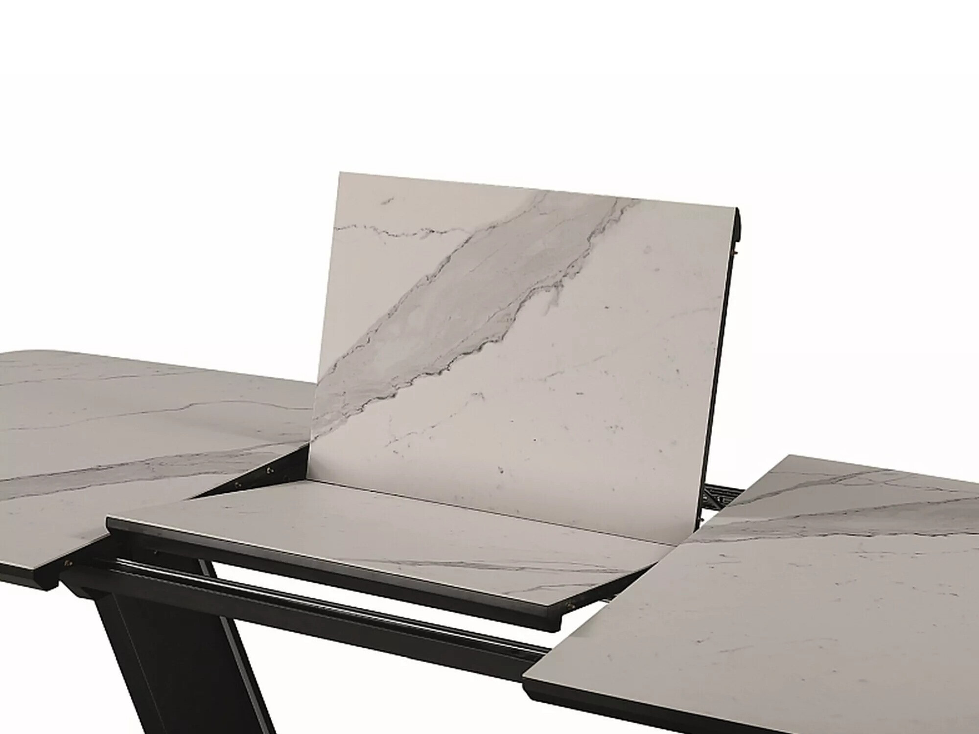 Tafel Detroit 116 (Wit marmer + Zwart)