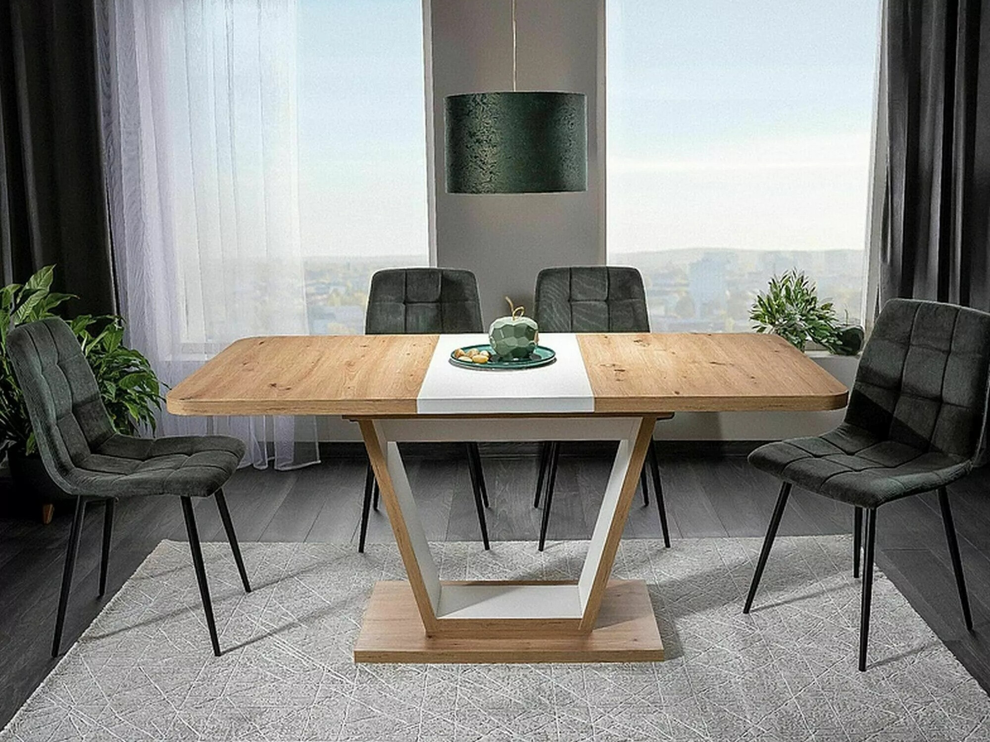 Tafel Detroit 135 (Artisan eiken + Wit)