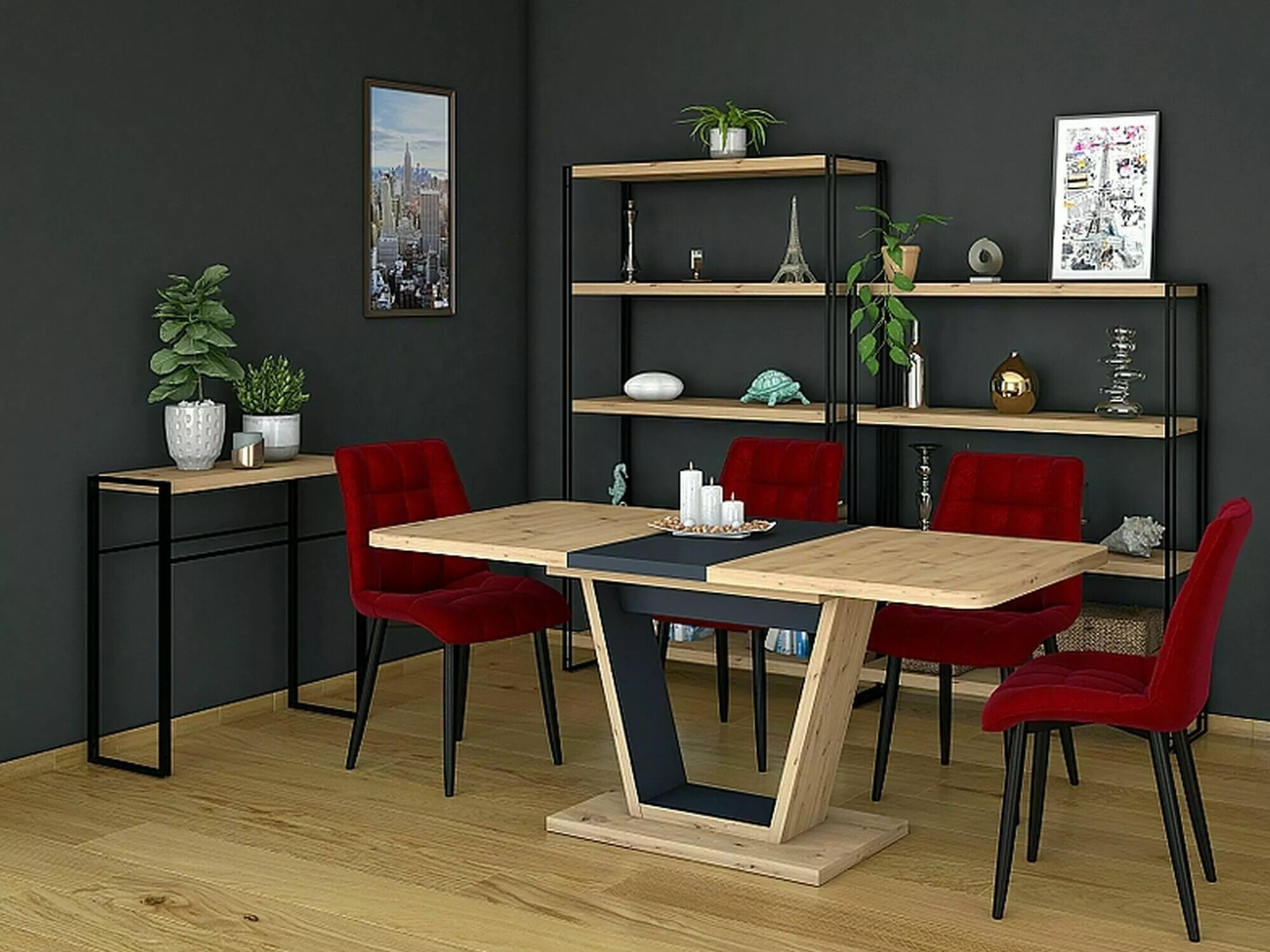 Tafel Detroit 135 (Wotan eik + Bruin)