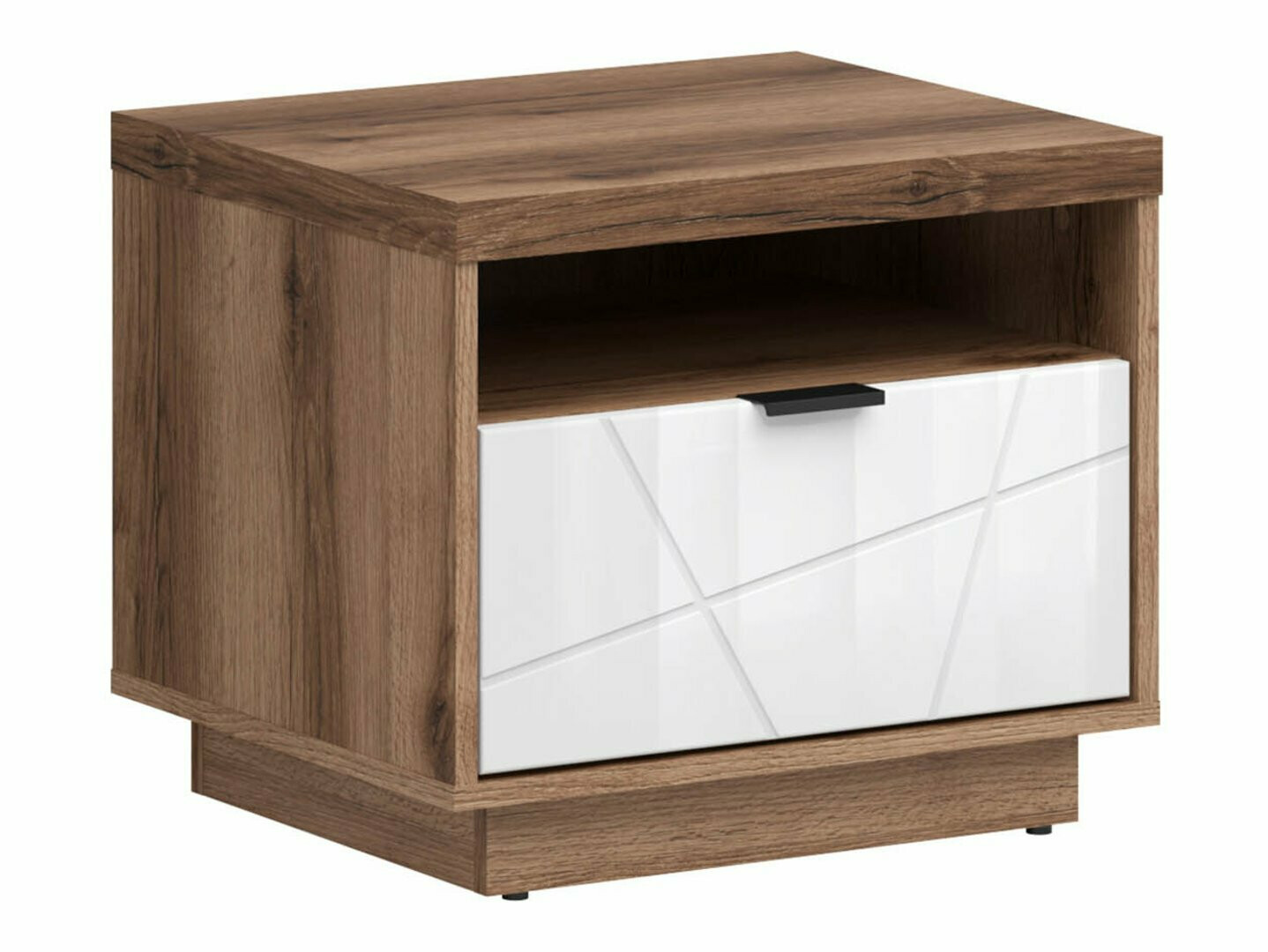 Nachtkastje Fivale 115 (Donker delano-eik + Glanzend wit)