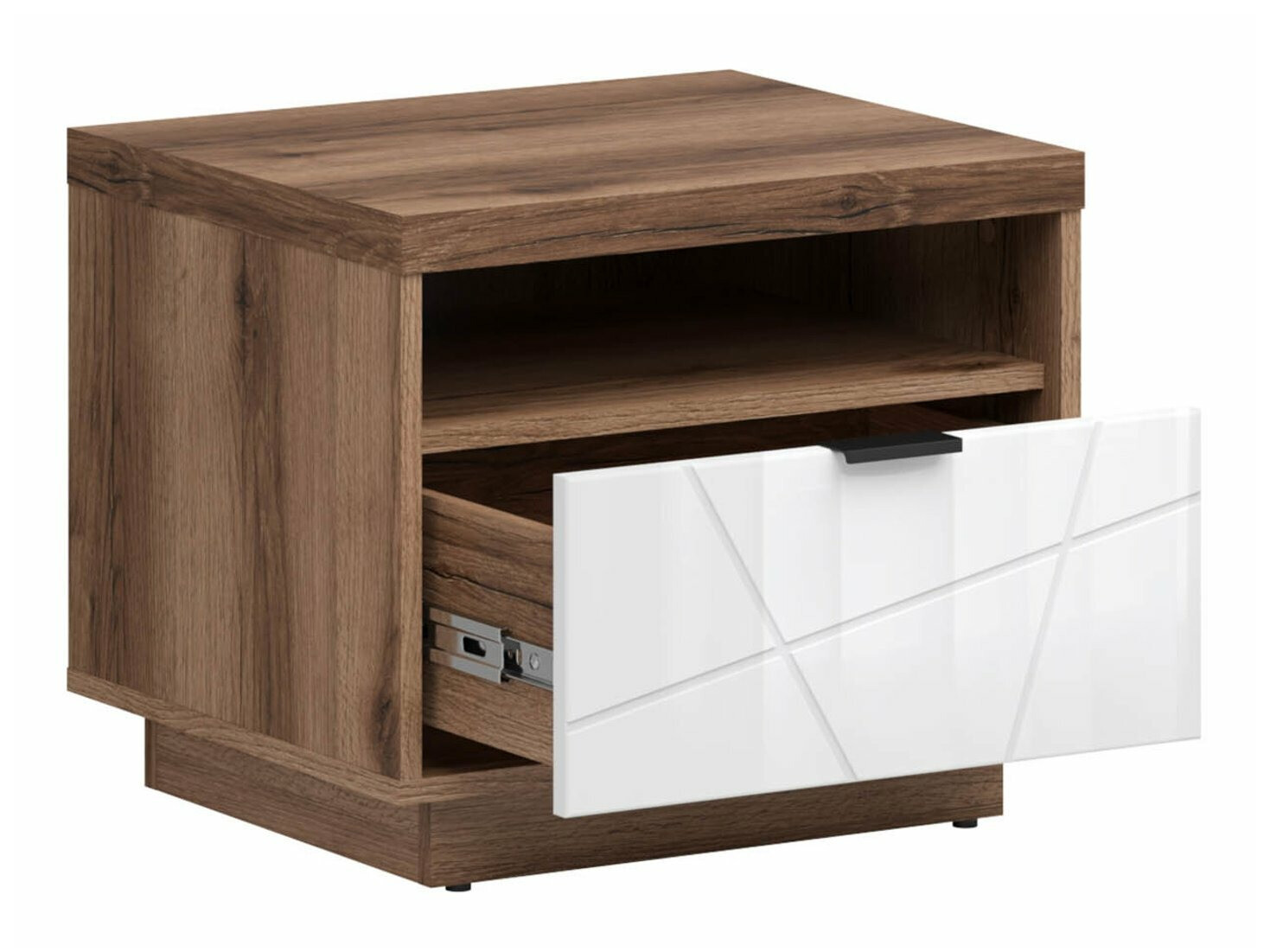 Nachtkastje Fivale 115 (Donker delano-eik + Glanzend wit)