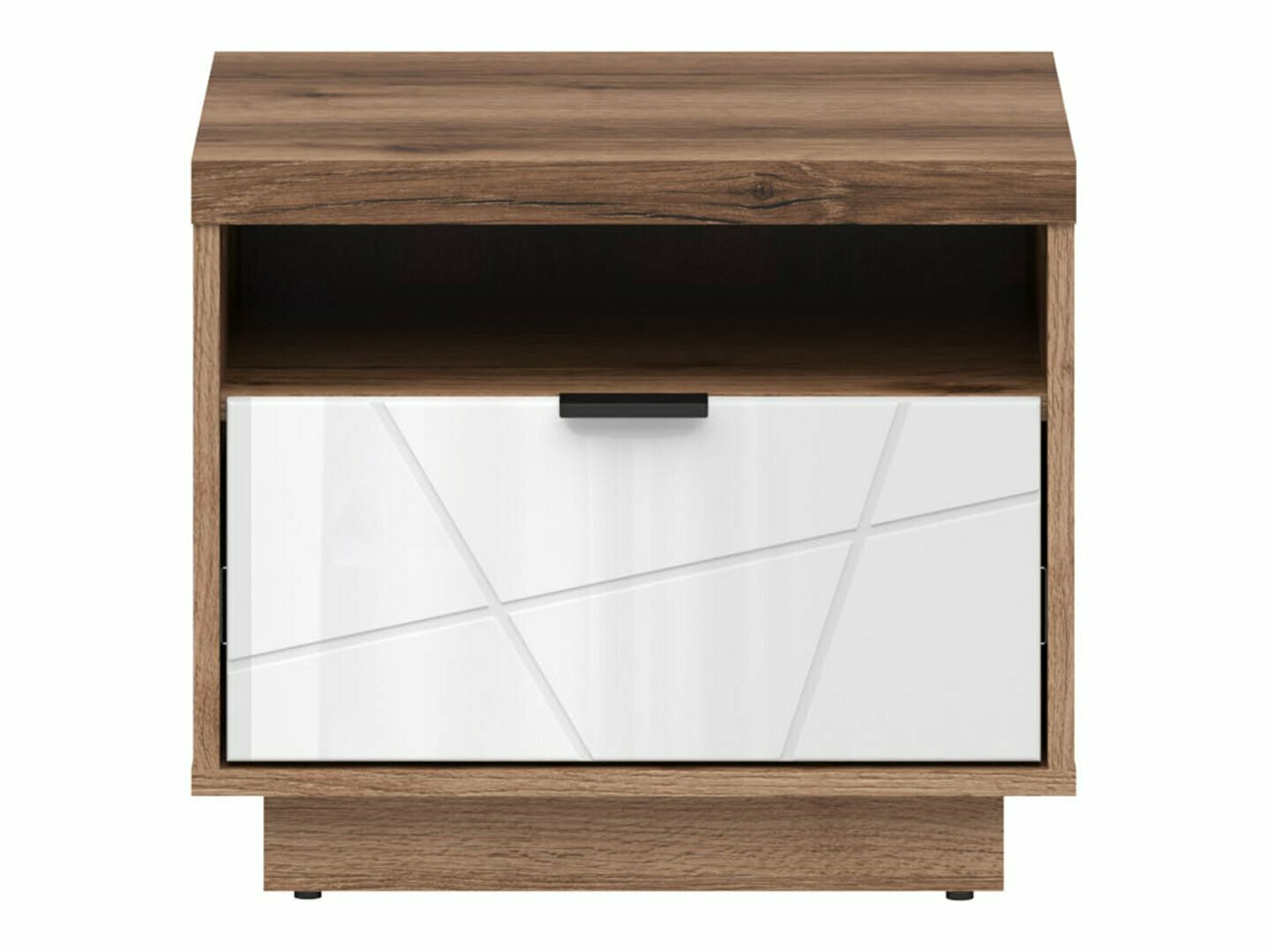 Nachtkastje Fivale 115 (Donker delano-eik + Glanzend wit)