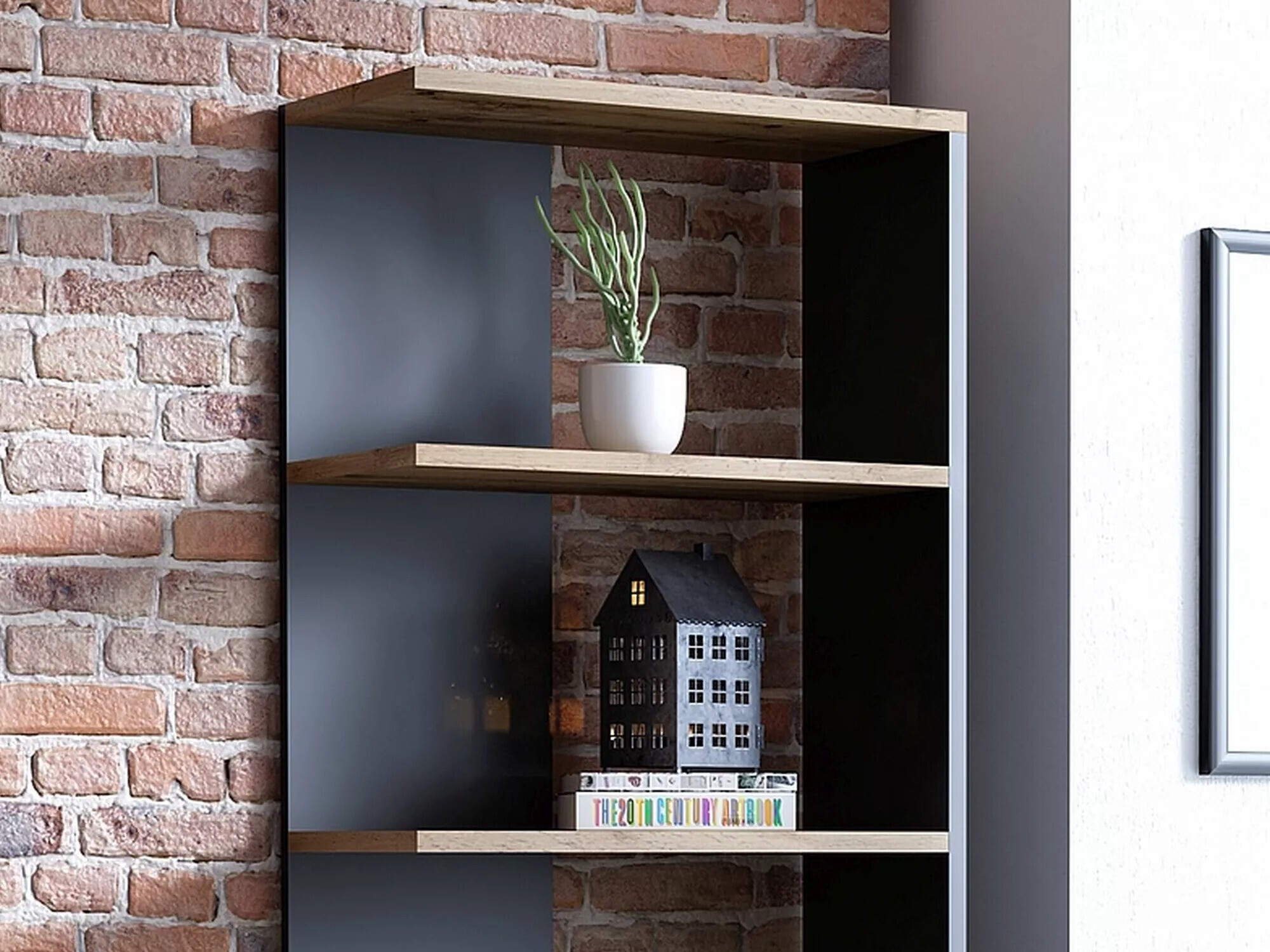 Boekenkast Detroit 151 (Zwart + Wotan eik)