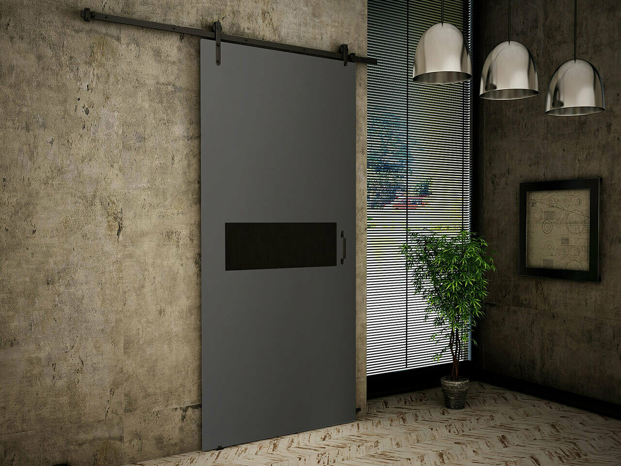 Schuifdeur Dover 156 (Antraciet + Zwart)