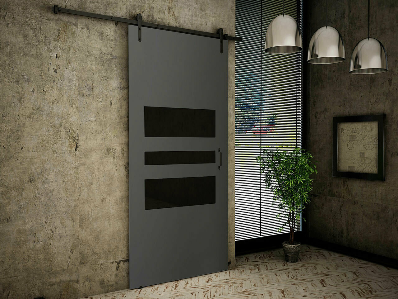 Schuifdeuren Dover 163 (Antraciet + Zwart)