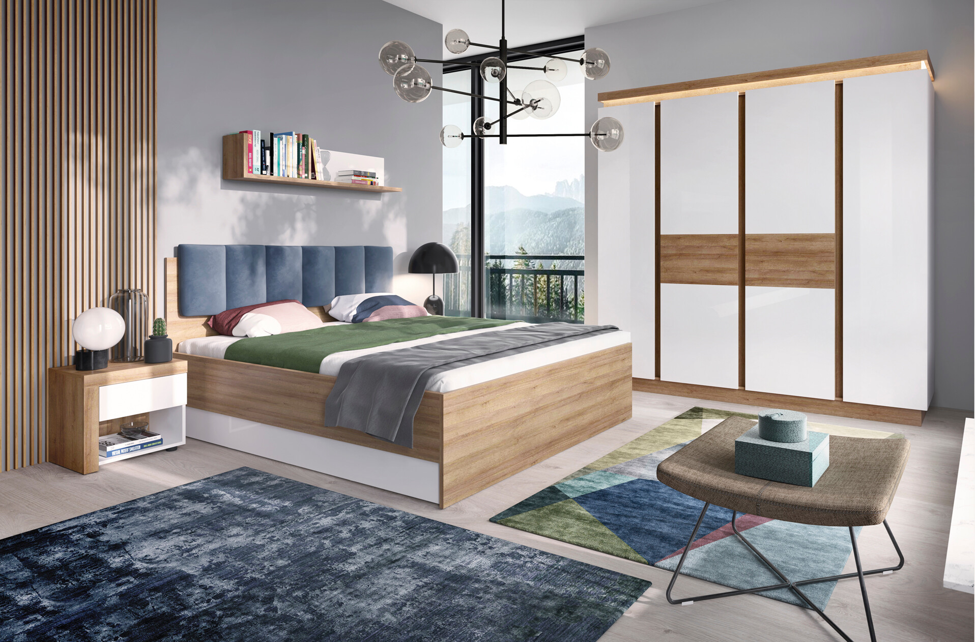 Bed Feldeli 117 (Riviera eiken + Wit)