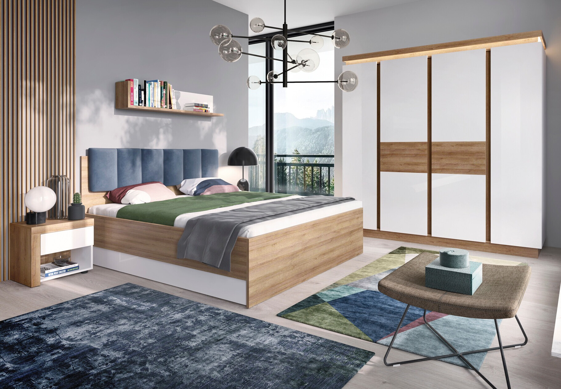 Bed Feldeli 117 (Riviera eiken + Wit)