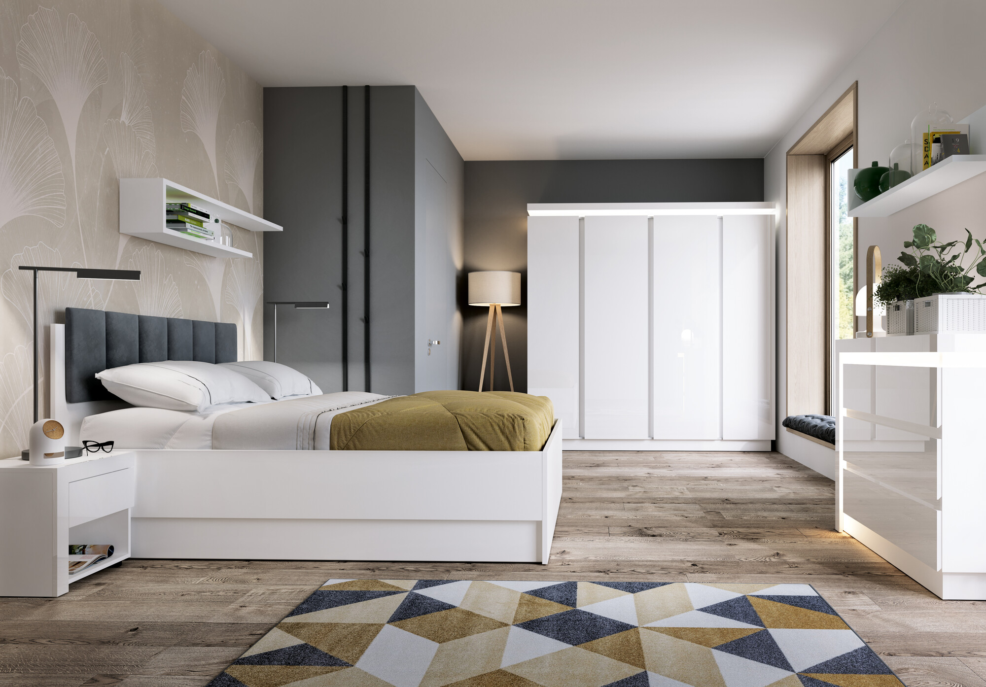 Bed Feldeli 117 (Wit + Glanzend wit)