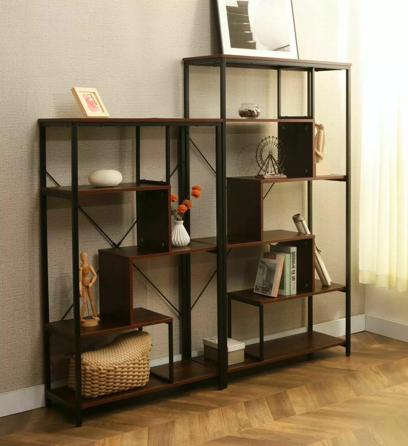 Boekenkast Detroit 235 (Notenhout + Zwart)