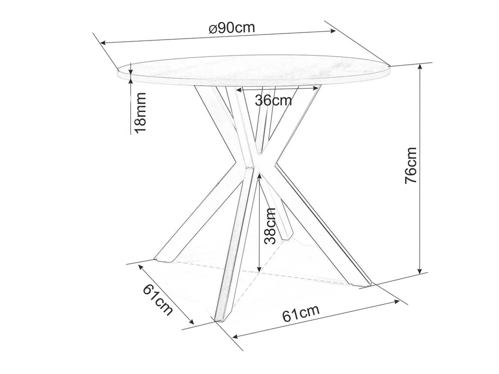 Tafel Detroit 280 (Eiken)