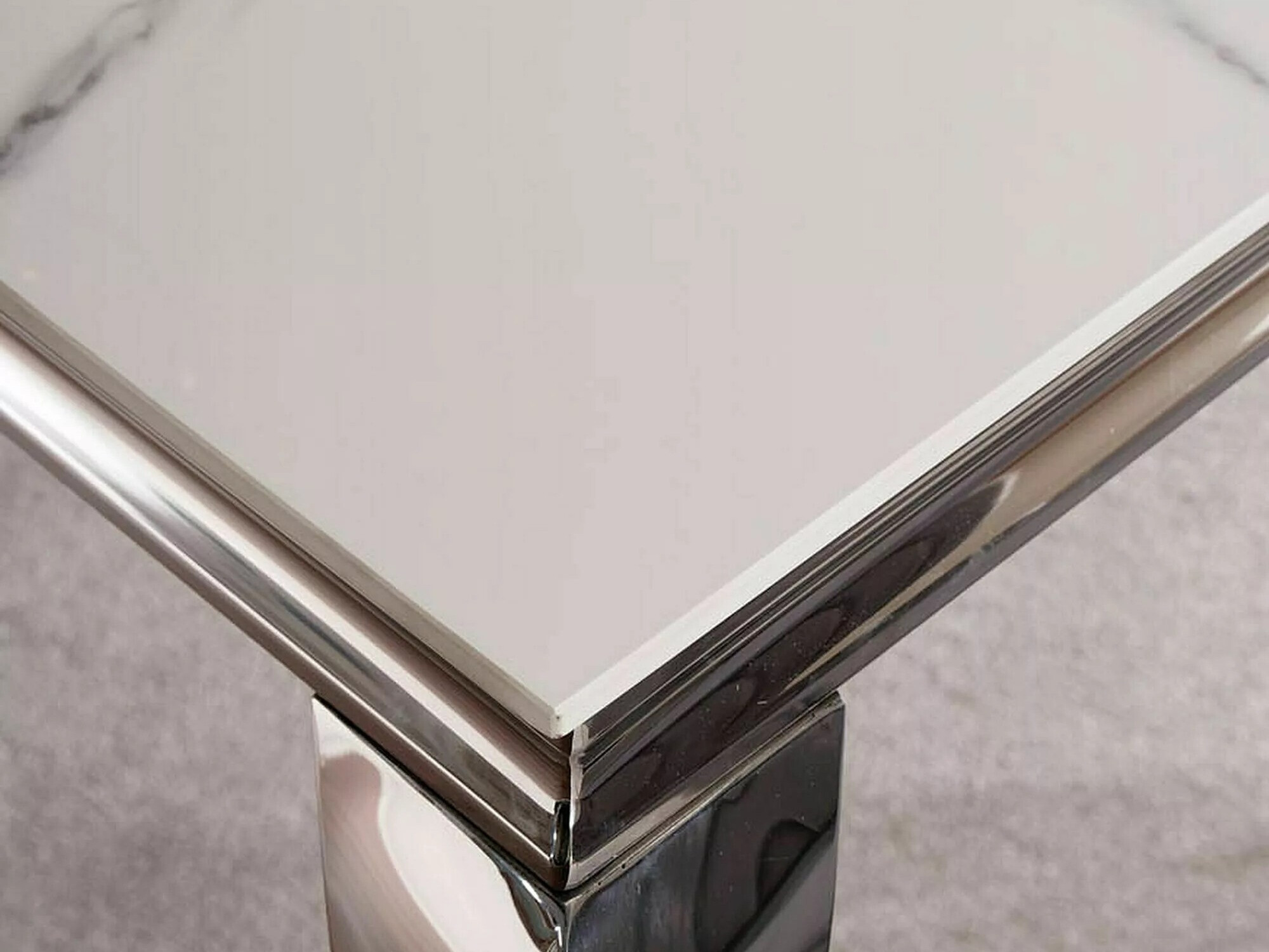 Tafel Detroit 323 (Zilver + Wit marmer)