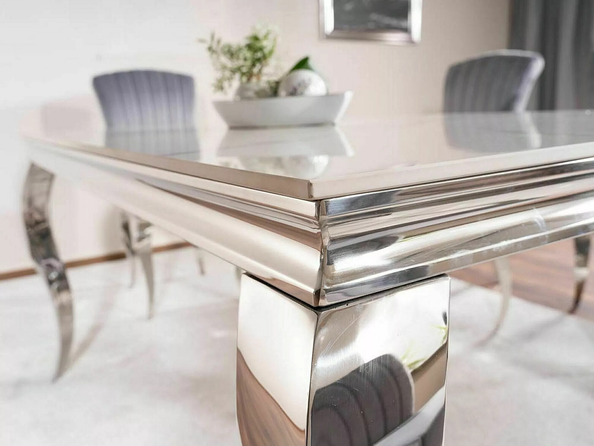Tafel Detroit 325 (Zilver + Wit marmer)