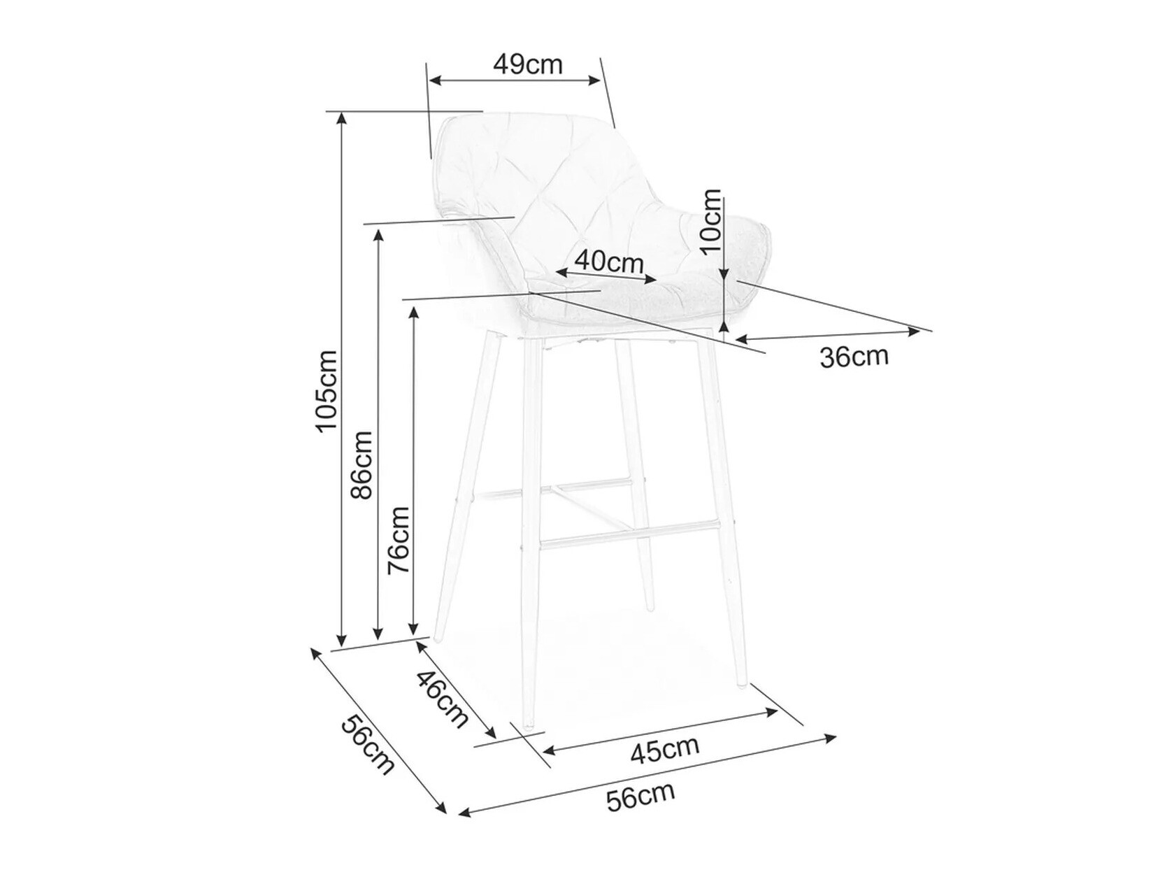 Barkruk Detroit 360 (Grijs)