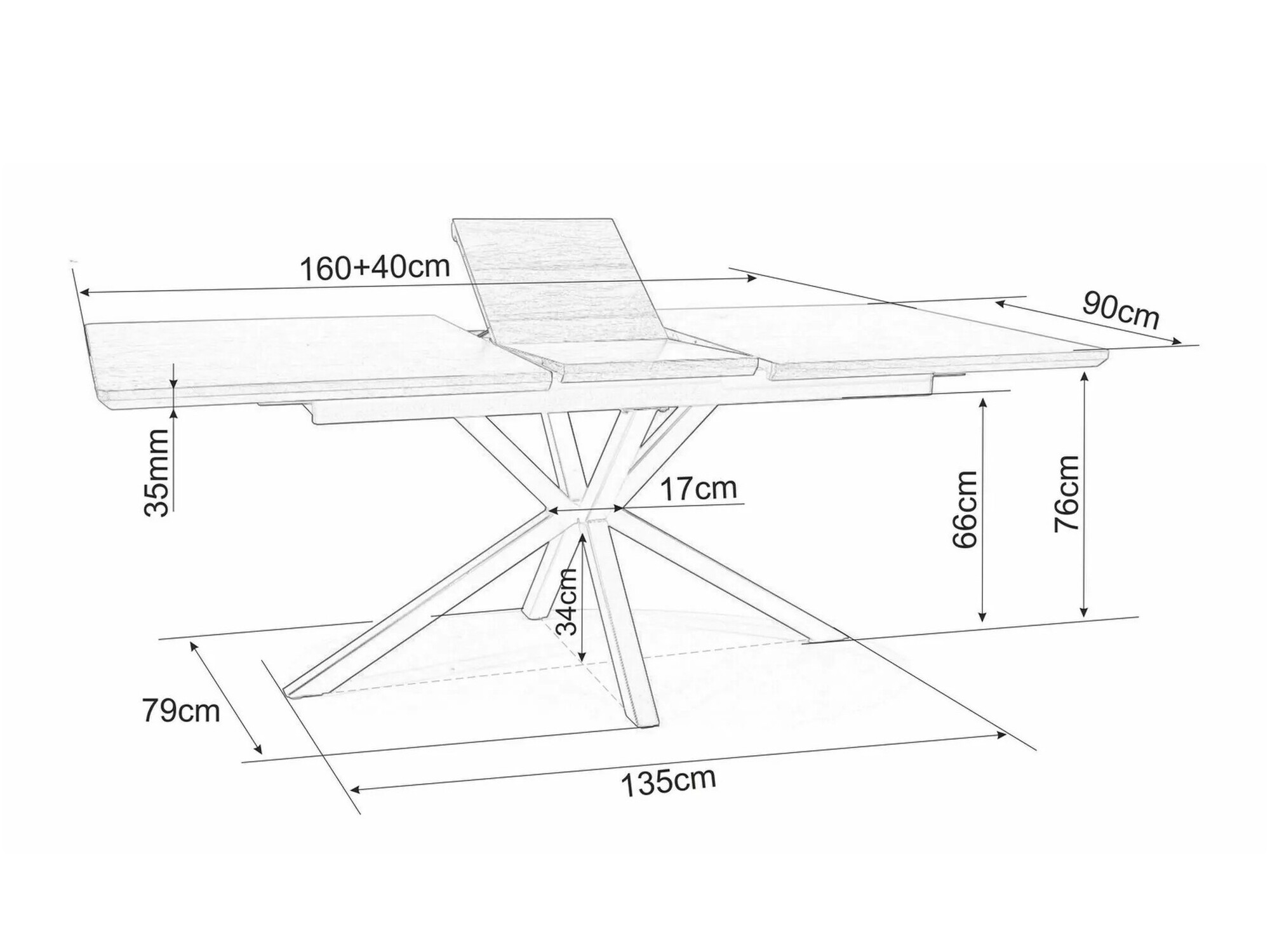 Tafel Detroit 374 (Notenhout + Zwart)