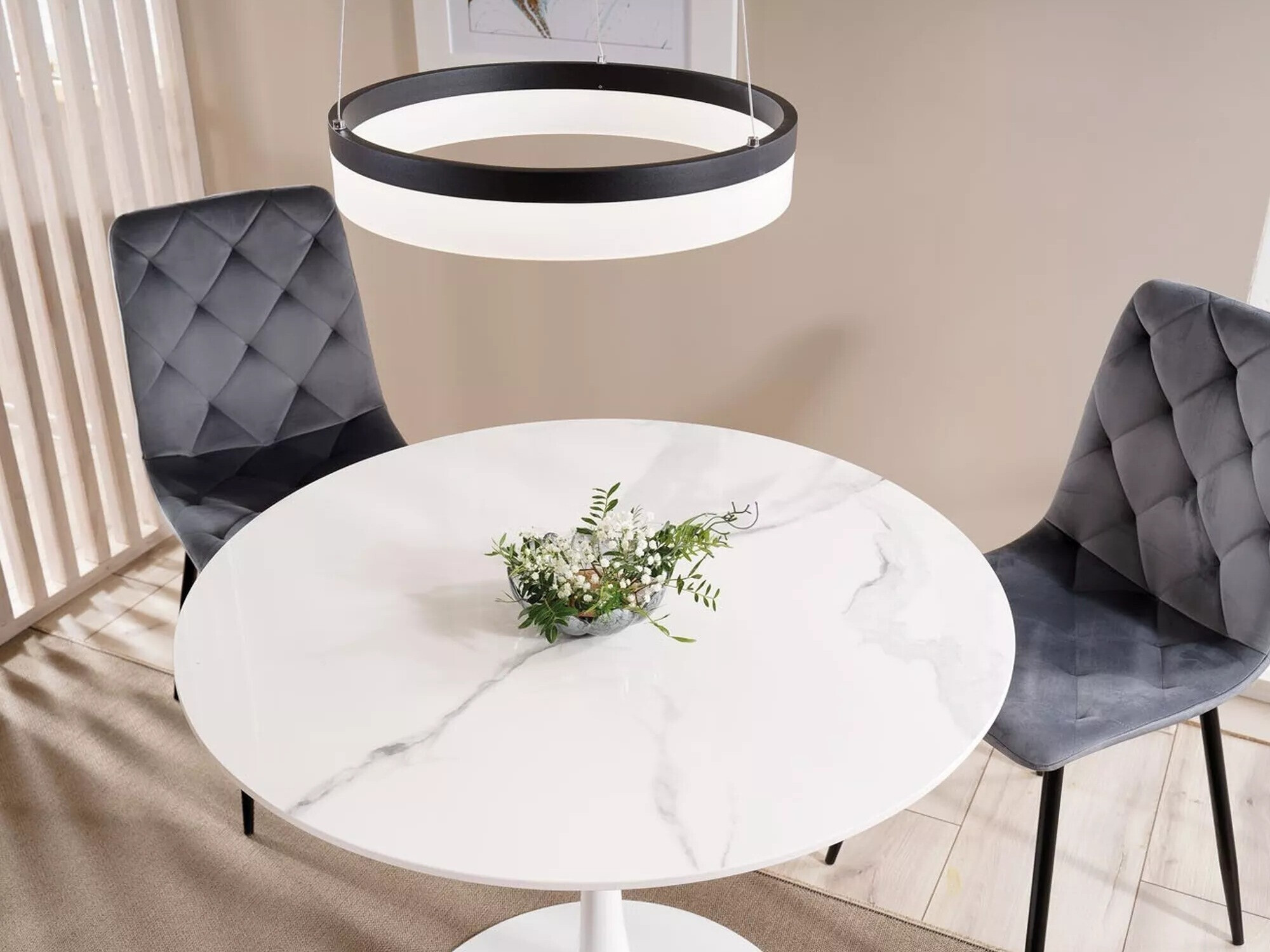 Tafel Detroit 378 (Wit marmer + Wit)