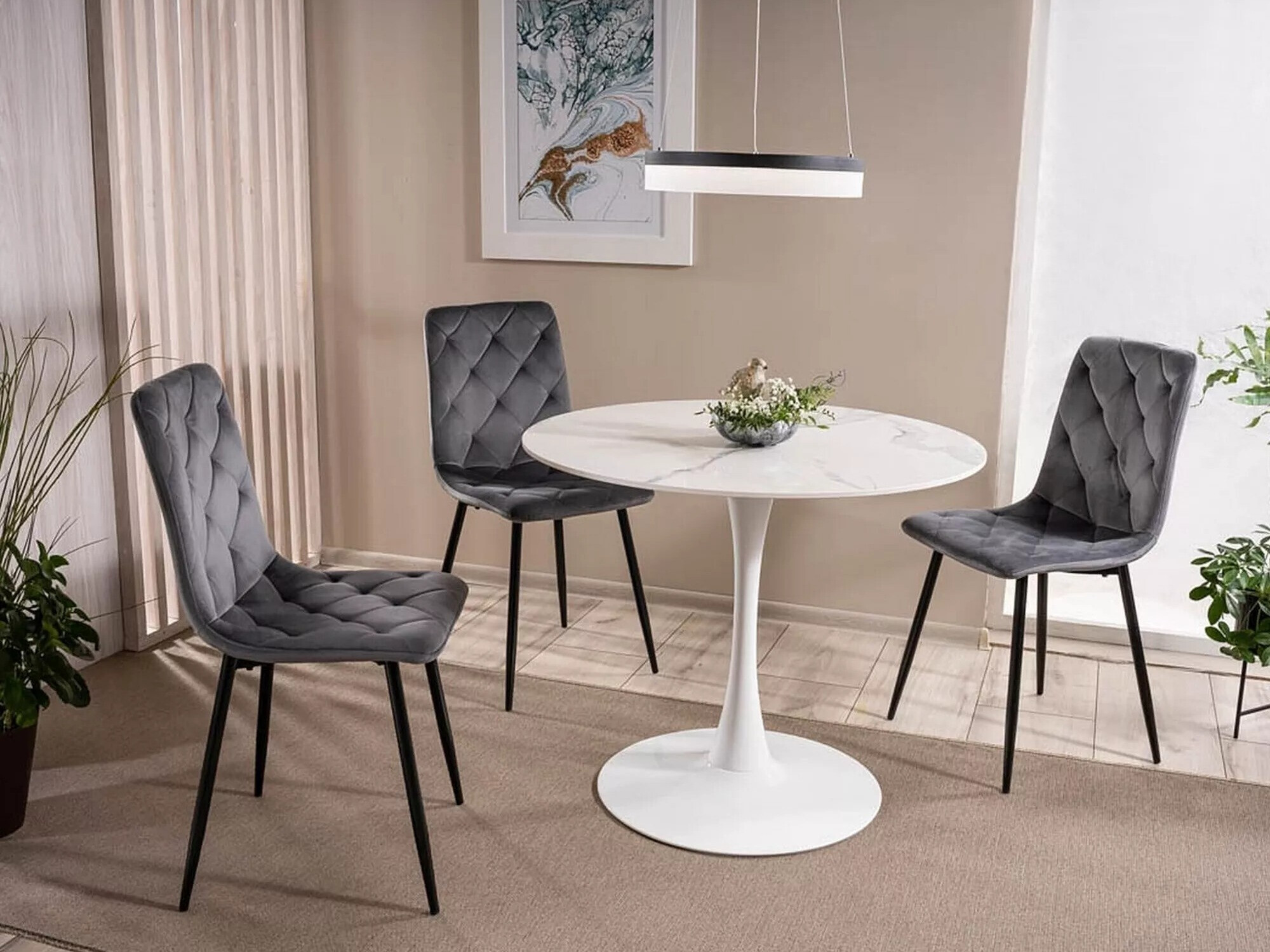 Tafel Detroit 378 (Wit marmer + Wit)