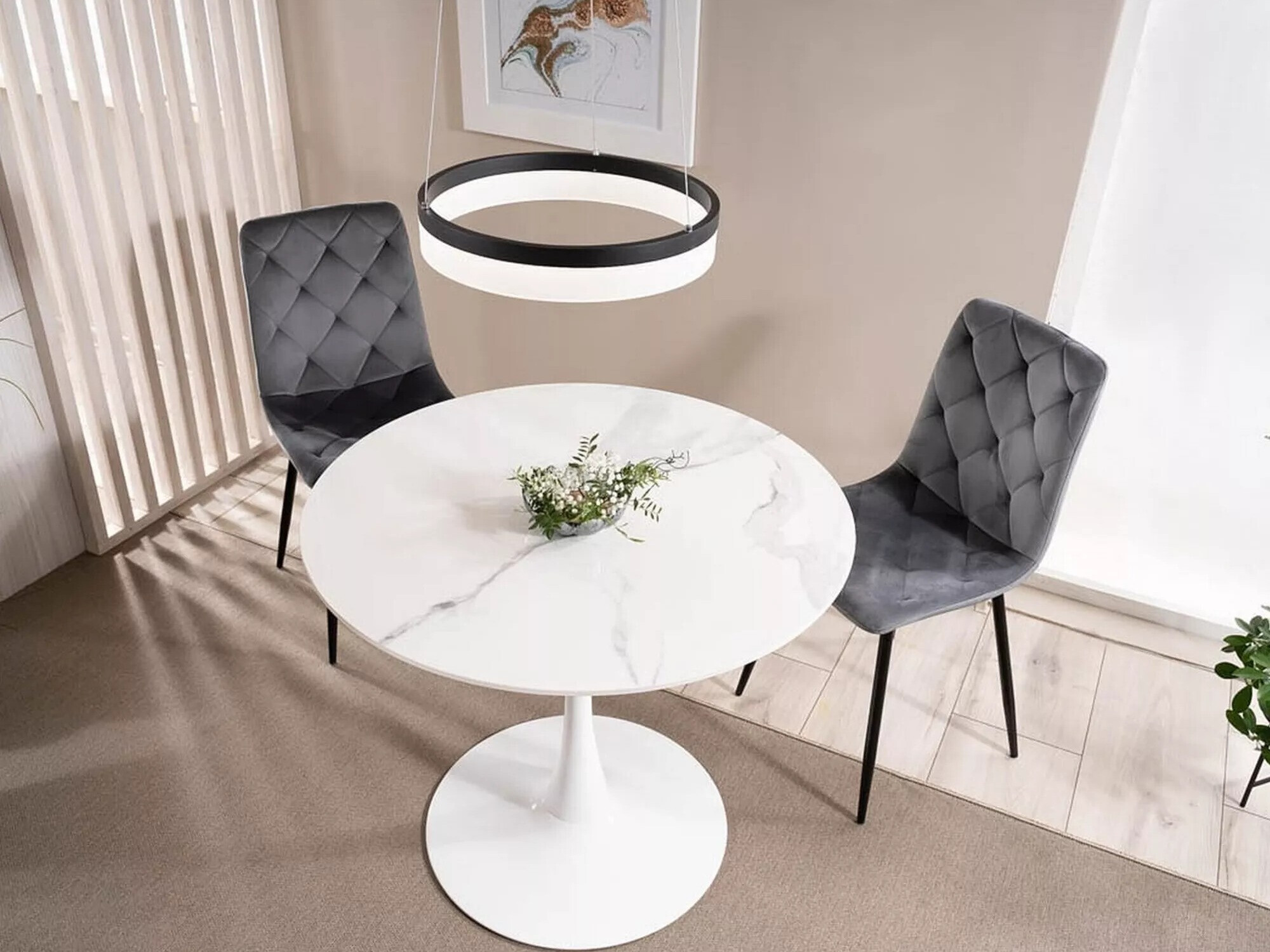 Tafel Detroit 378 (Wit marmer + Wit)