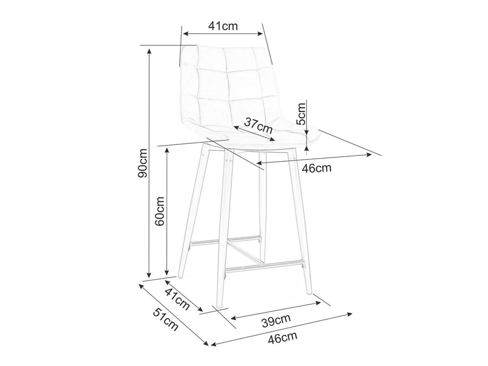 Counterstoel Detroit 393 (Zwart)