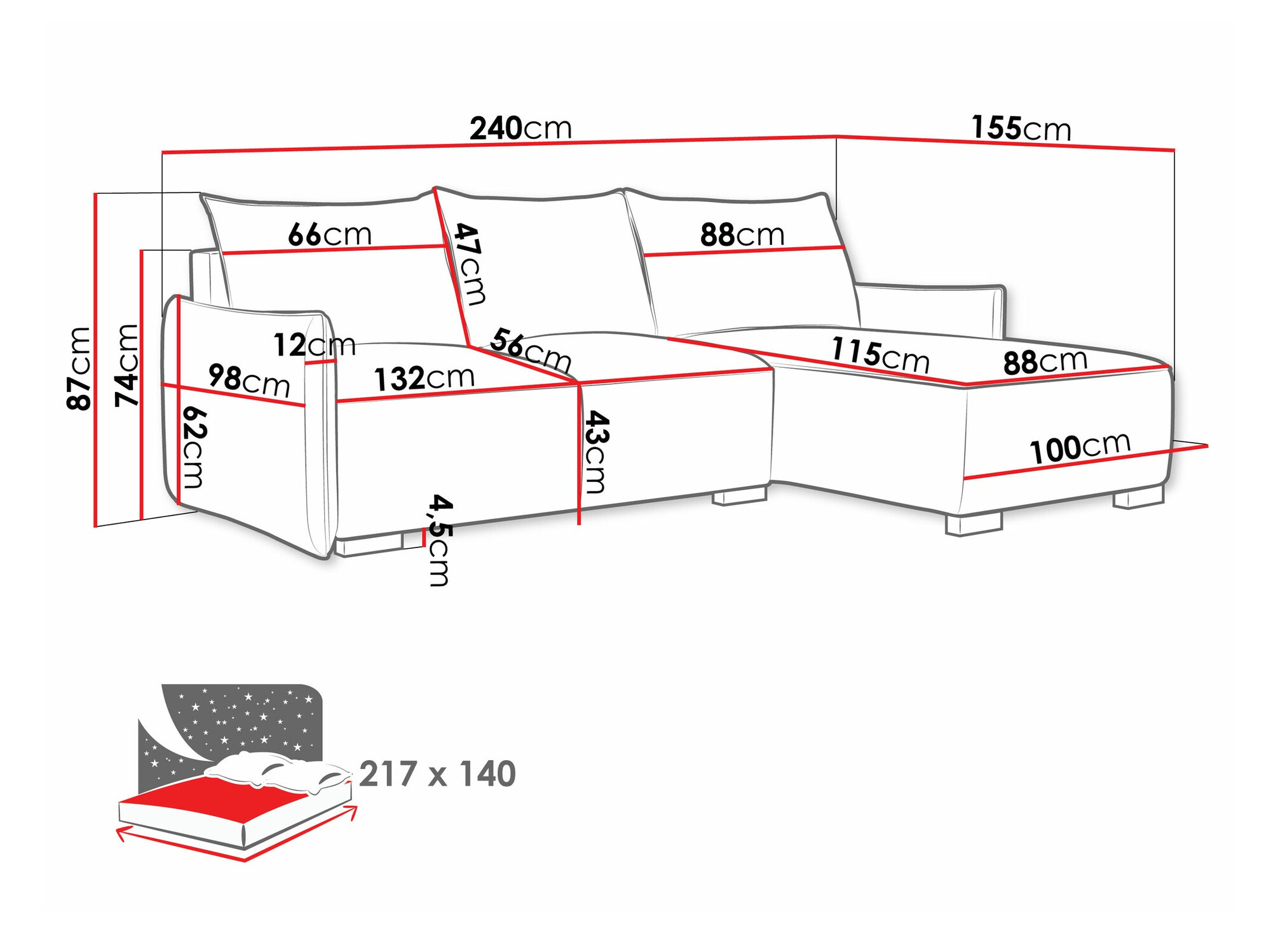 Hoekbank Columbus 226 (Soul 16)