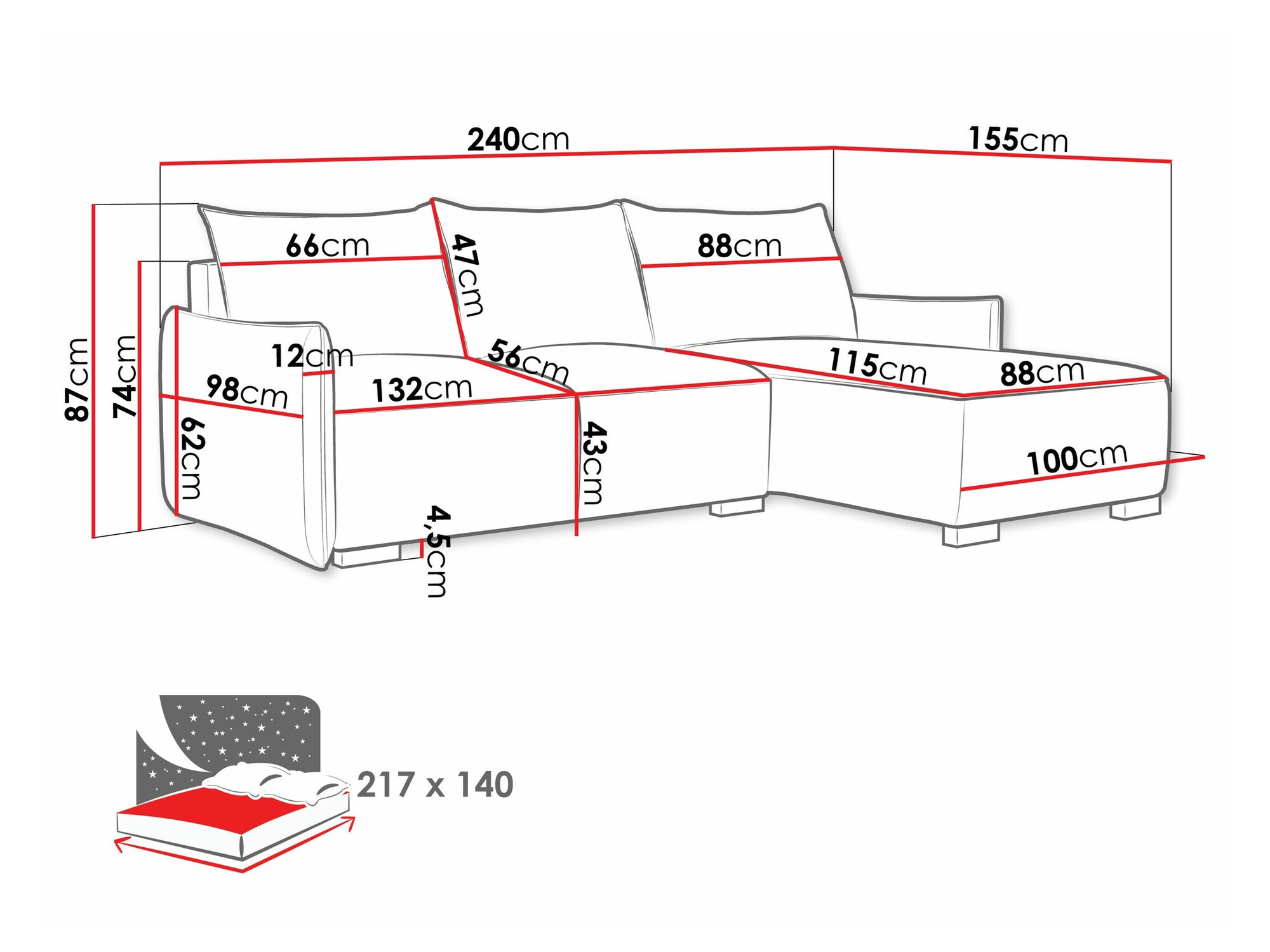 Hoekbank Columbus 226 (Soul 3)