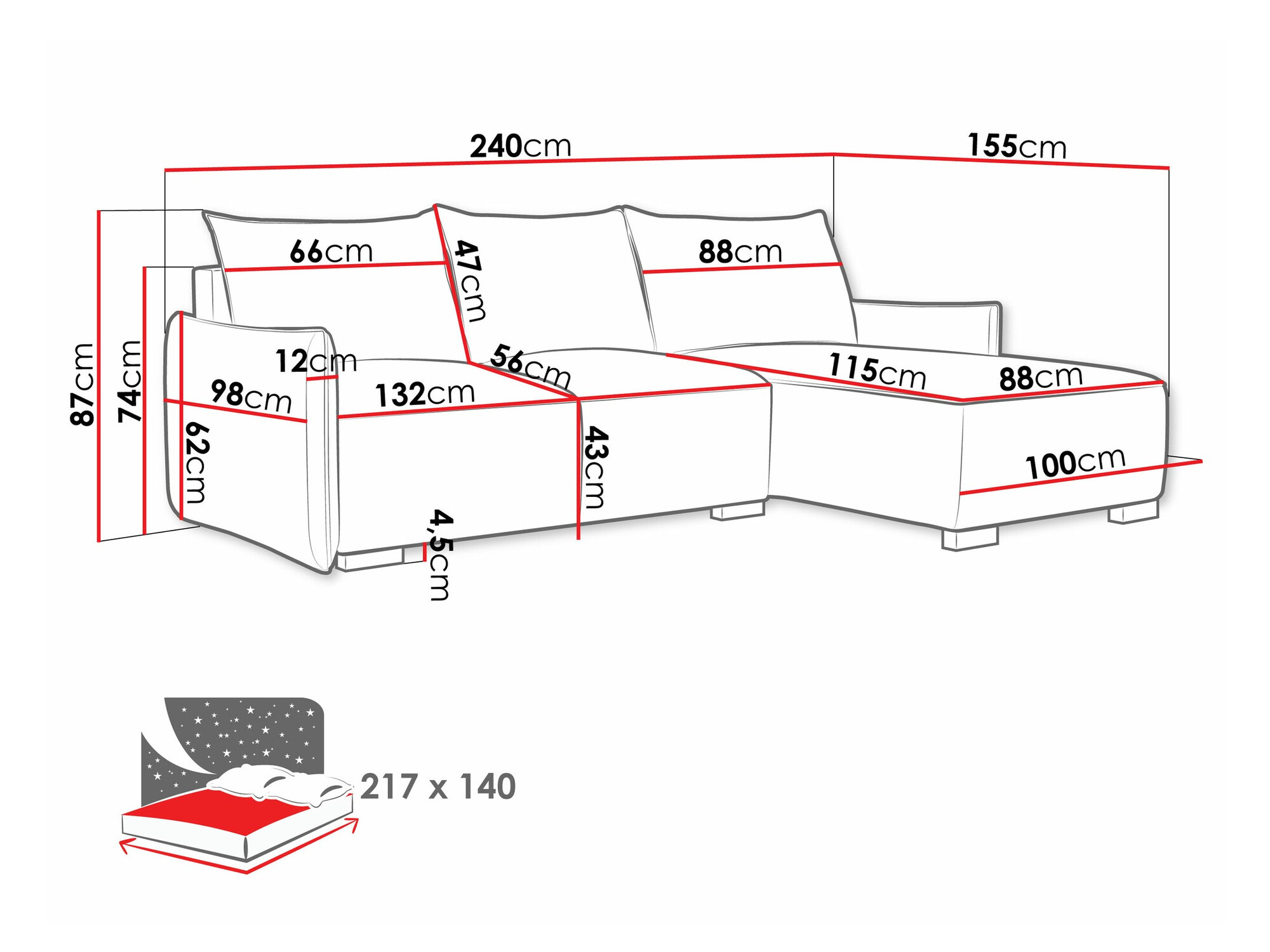 Hoekbank Columbus 226 (Soul 4)