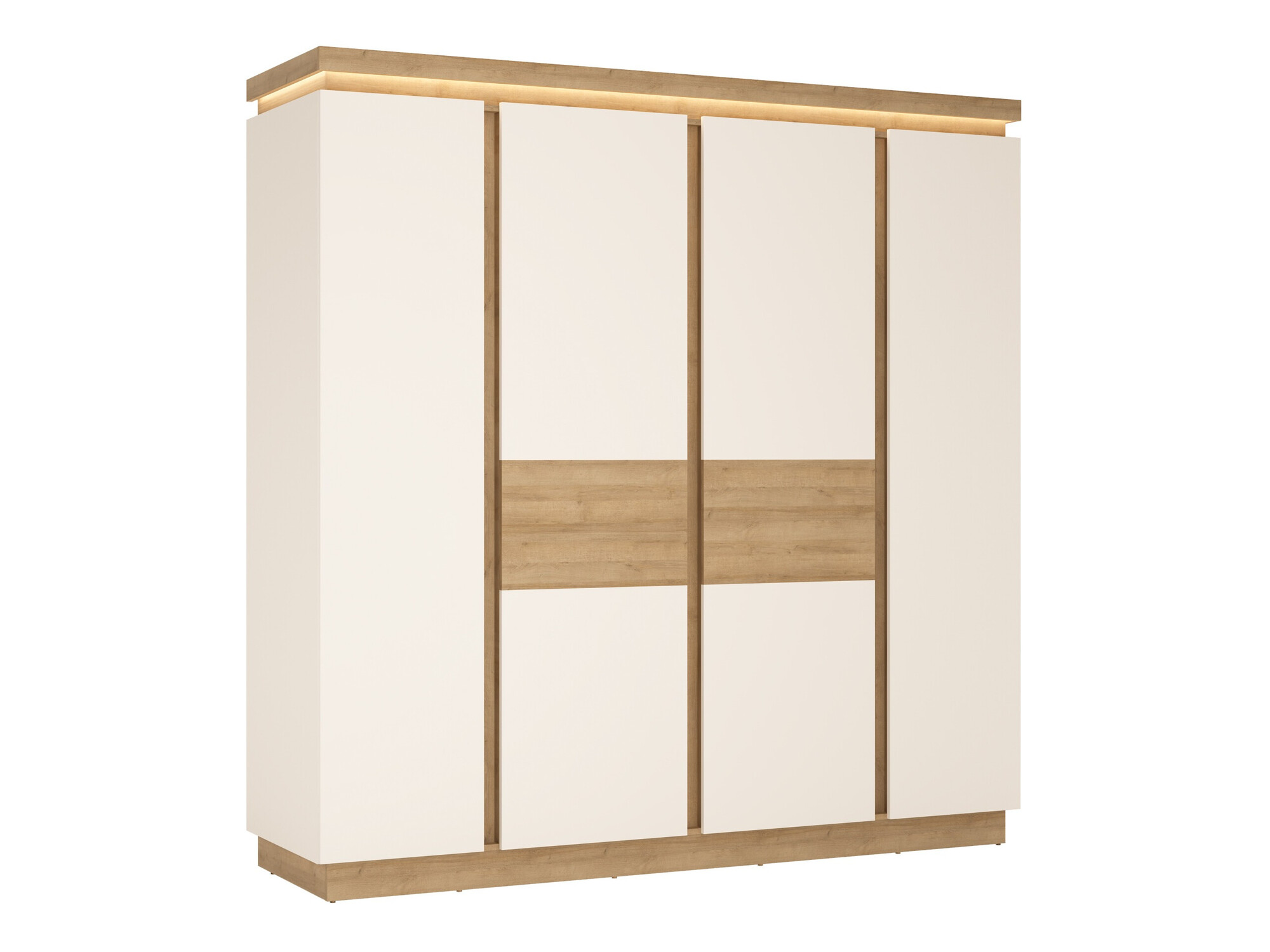 Kledingkast Feldeli 116 (Riviera eiken + Glanzend wit)