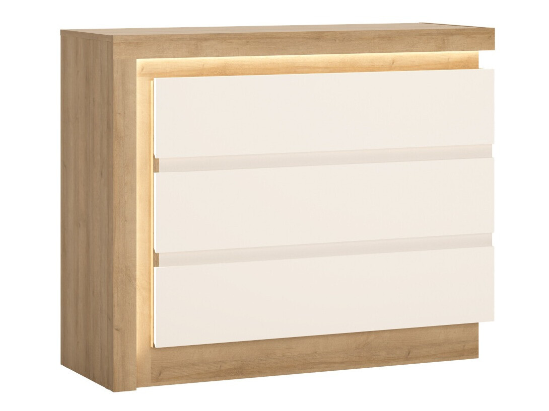 Ladekast Feldeli 108 (Riviera eiken + Glanzend wit)