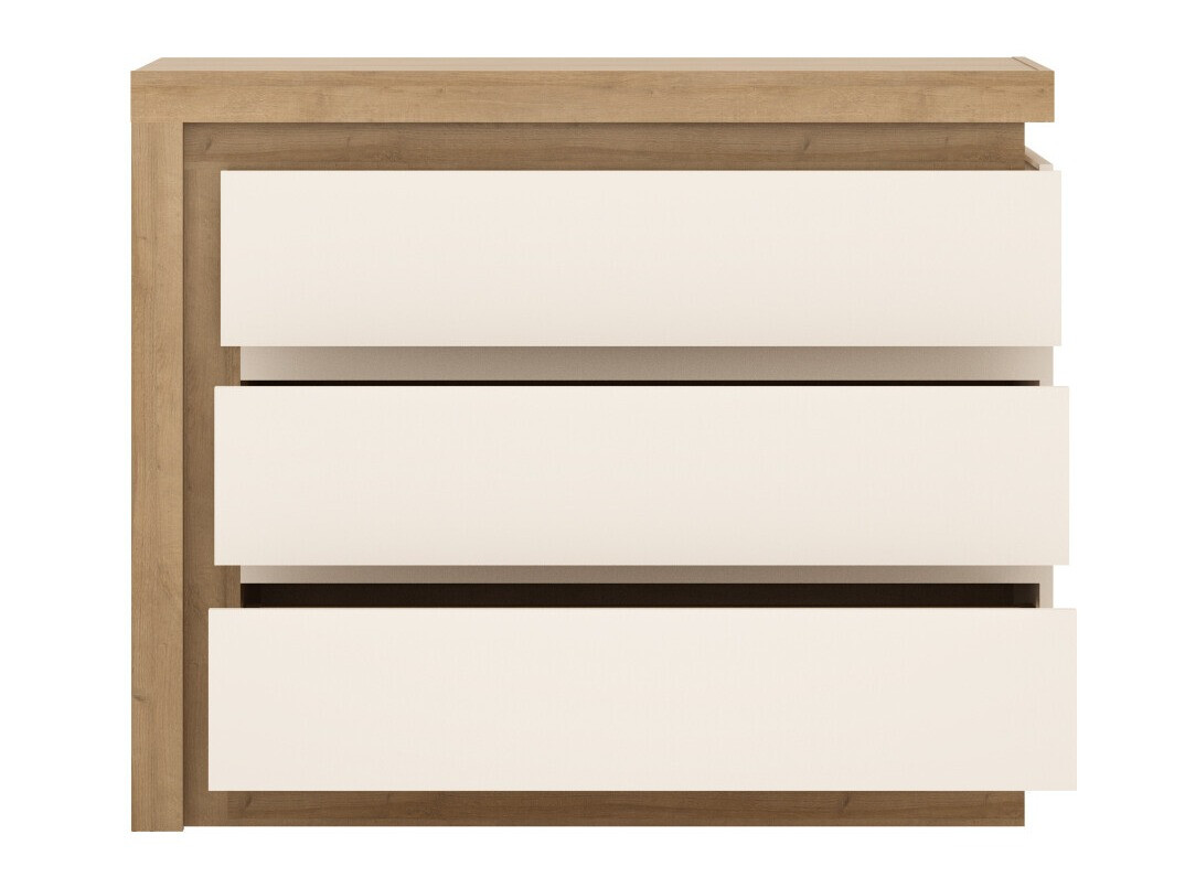 Ladekast Feldeli 108 (Riviera eiken + Glanzend wit)