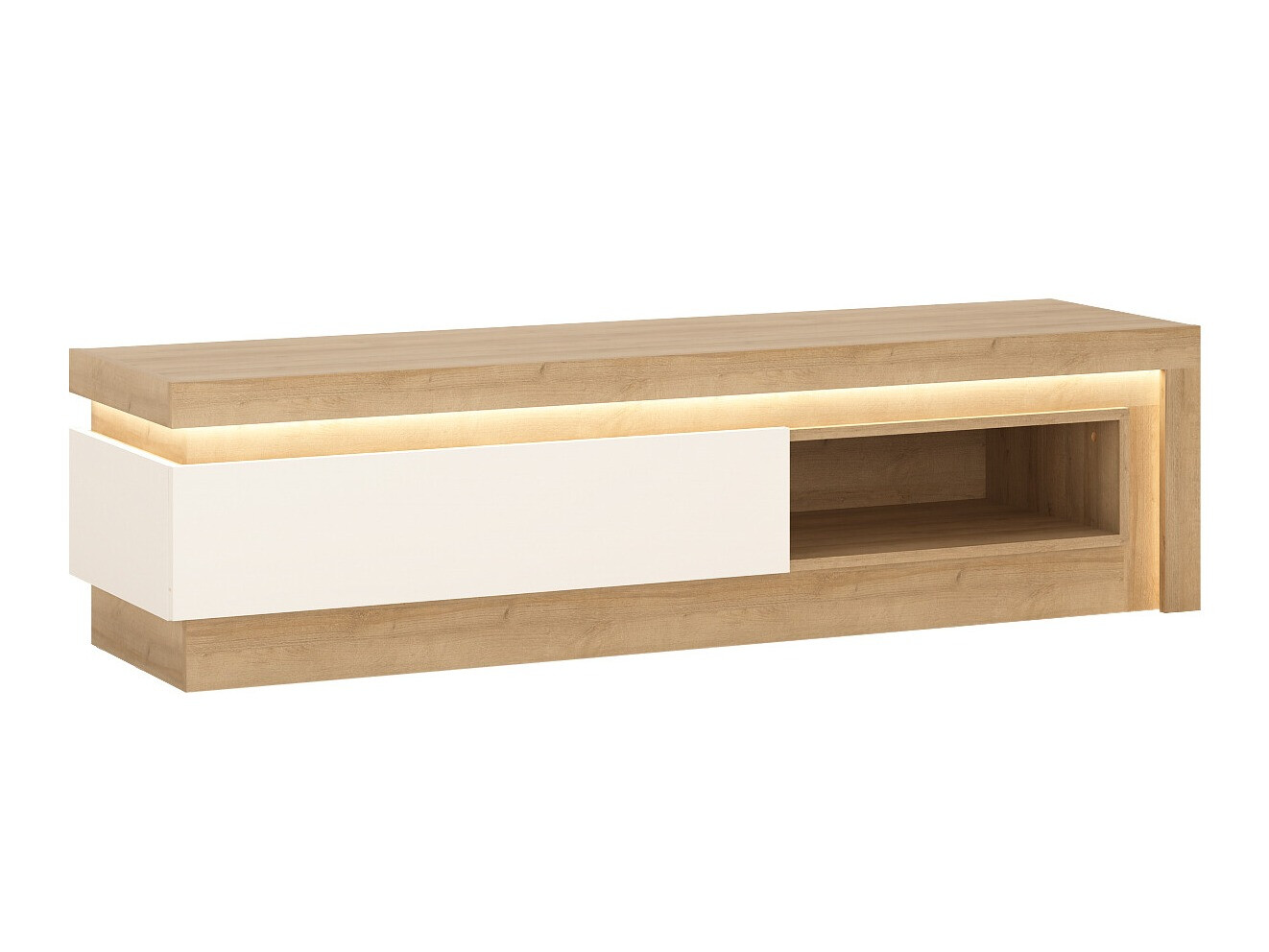 TV-meubel Feldeli 102 (Riviera eiken + Glanzend wit)