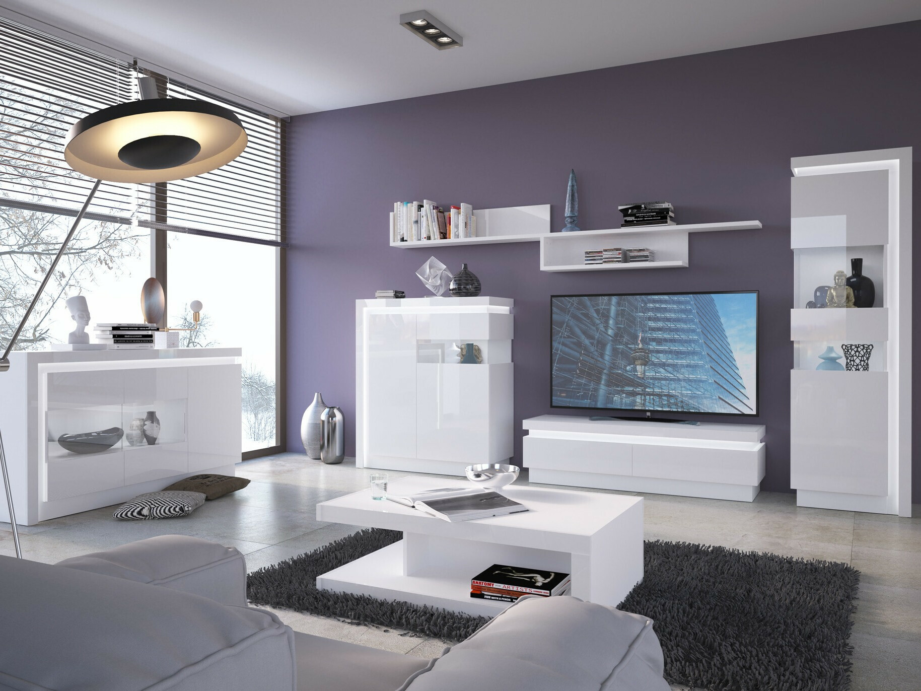 Boekenkast Feldeli 111 (Wit + Glanzend wit)