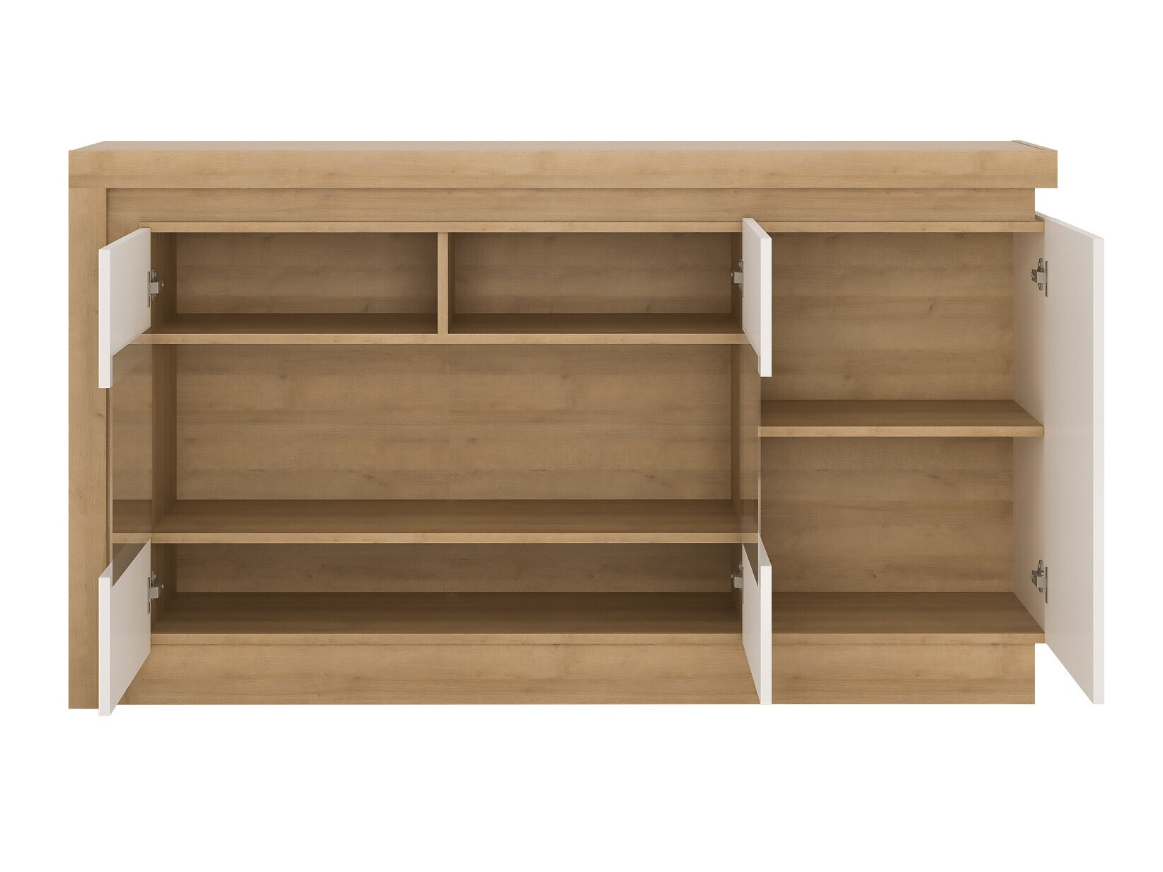 Dressoir Feldeli 104 (Riviera eiken + Glanzend wit)