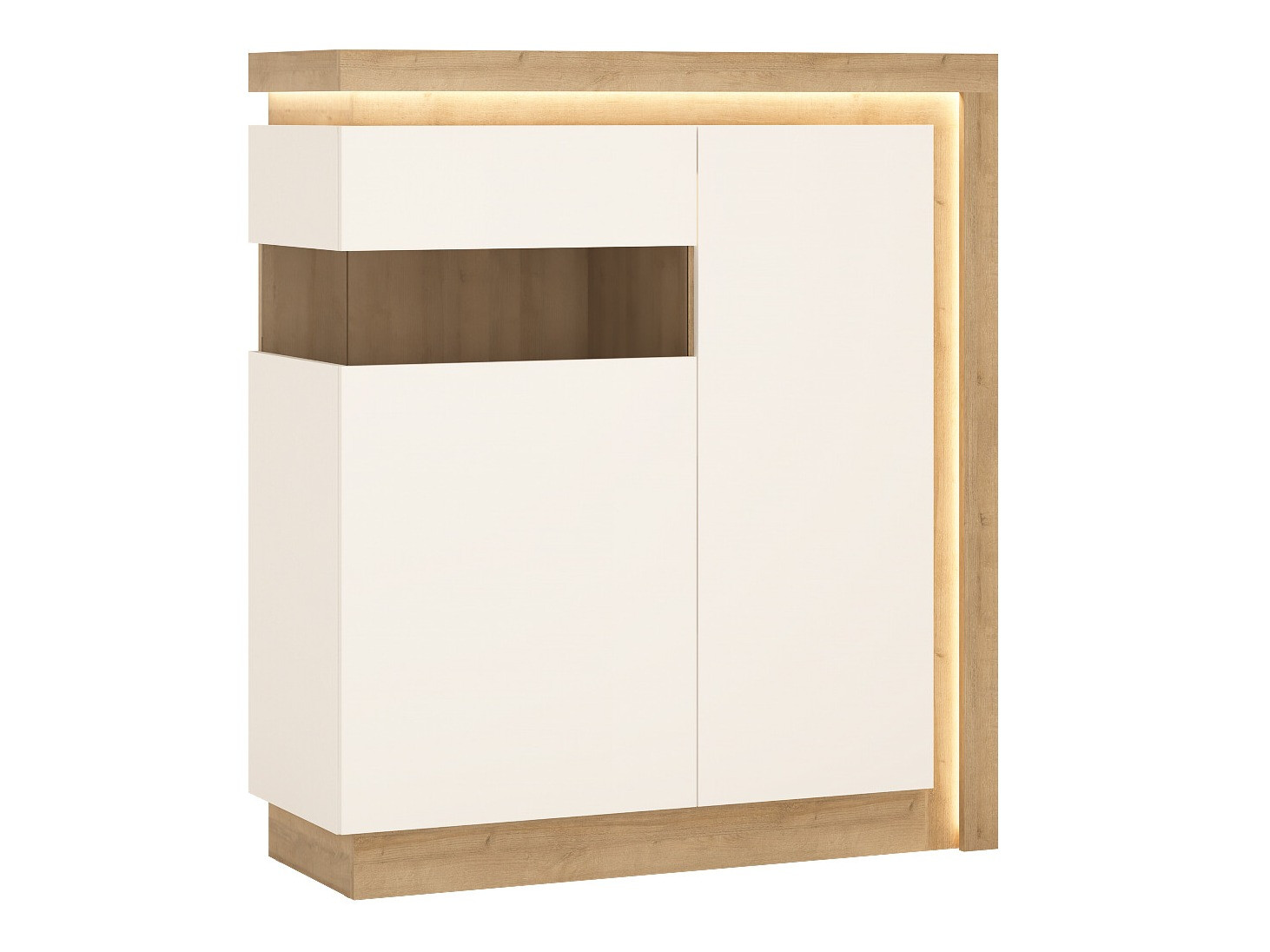 Dressoir Feldeli 112 (Riviera eiken + Glanzend wit)