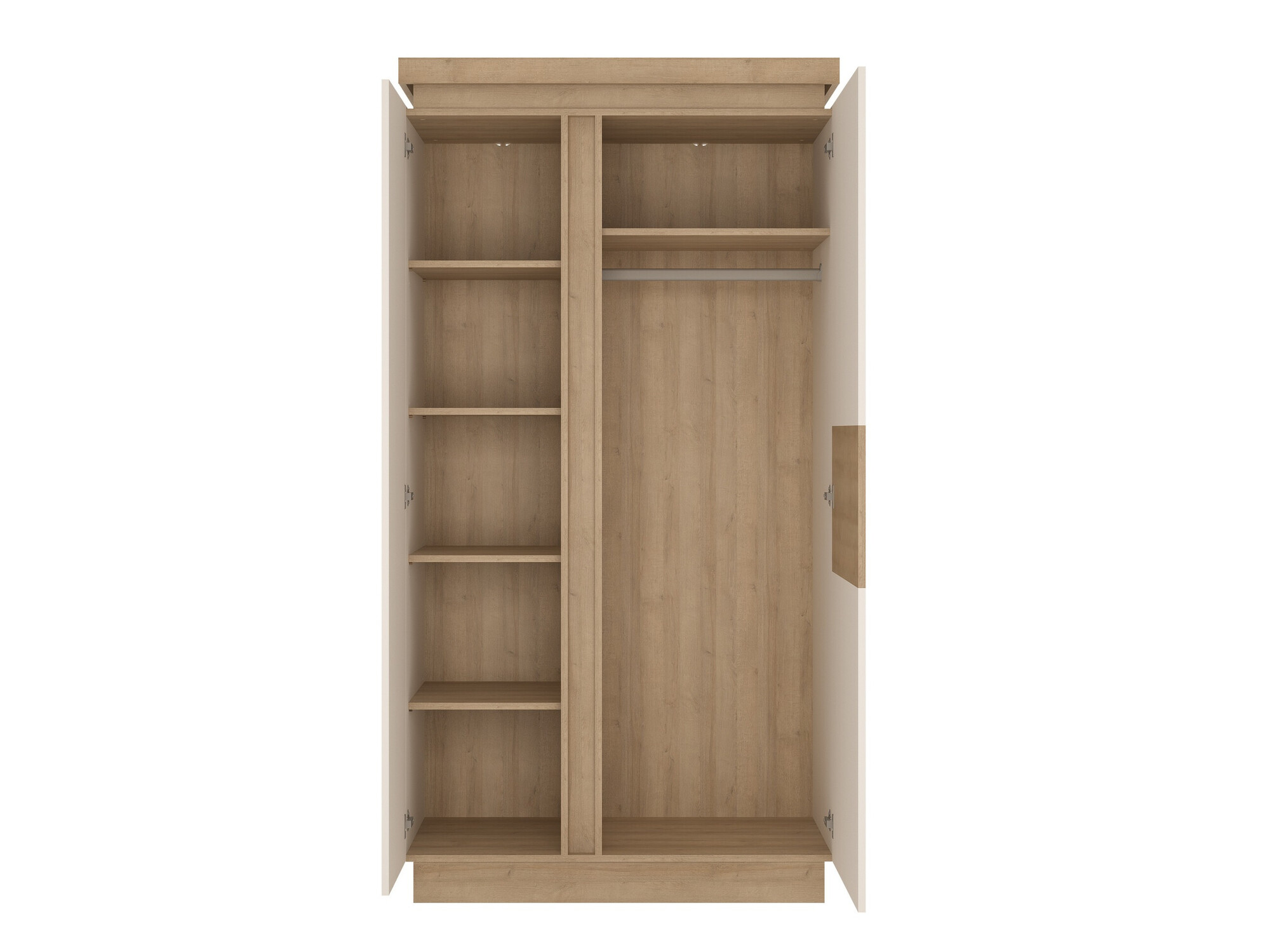 Kledingkast Feldeli 106 (Riviera eiken + Glanzend wit)