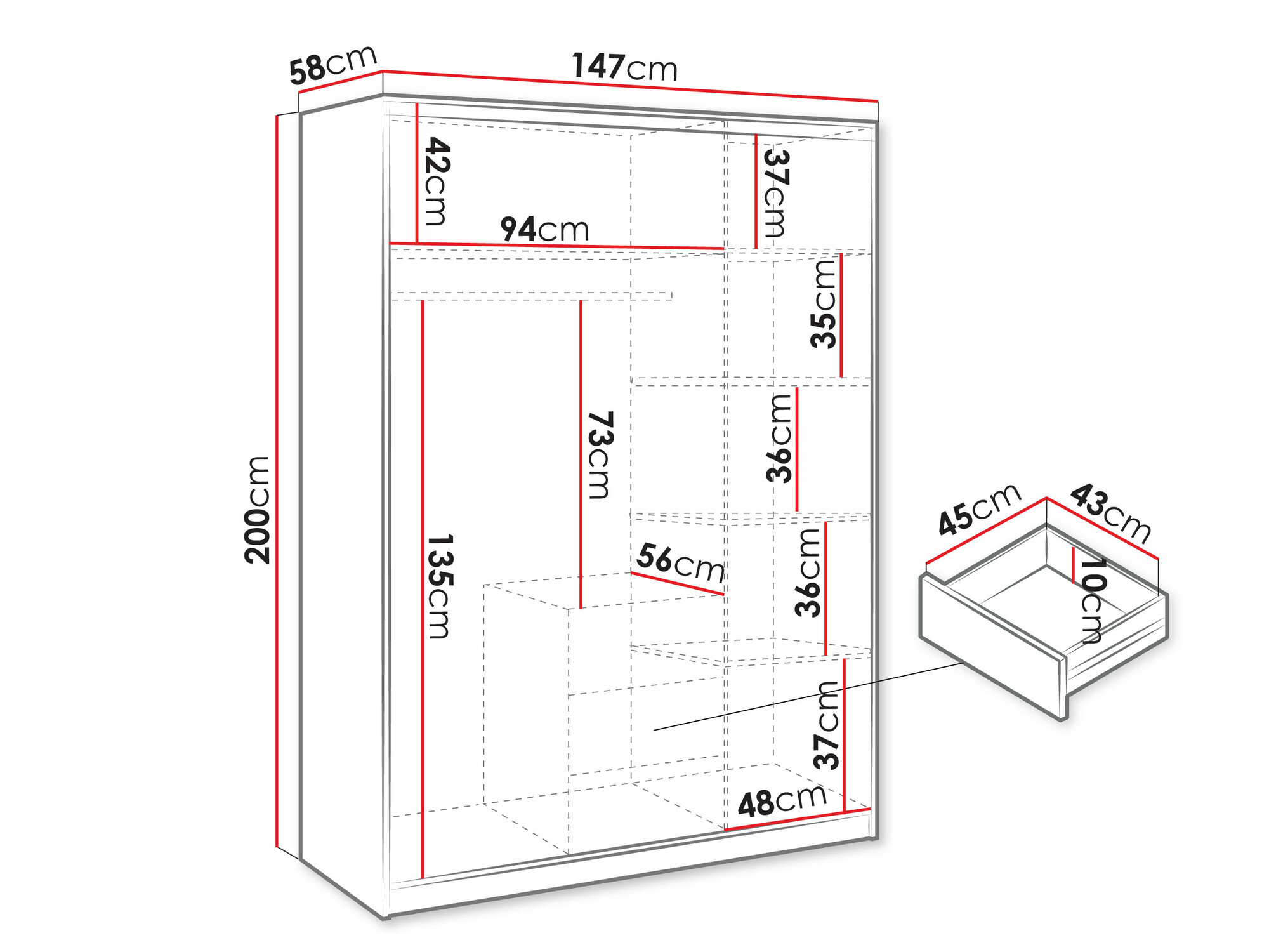 Kledingkast Dortivu 148 (Paars)
