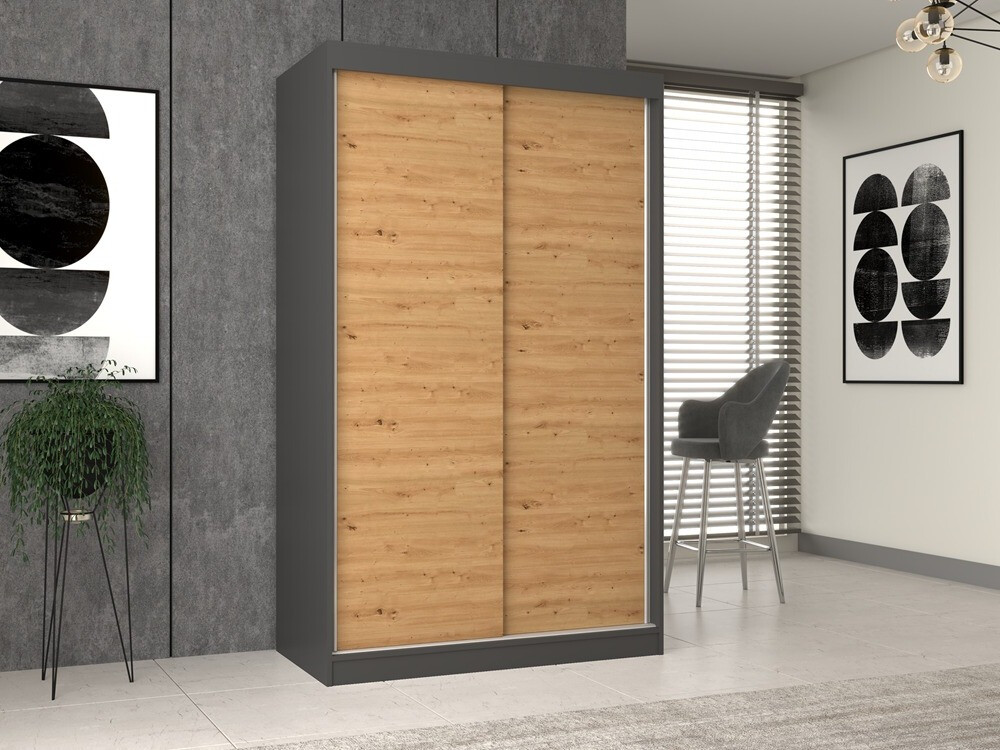 Kledingkast Mandeville 159 (Antraciet + Artisan eiken)
