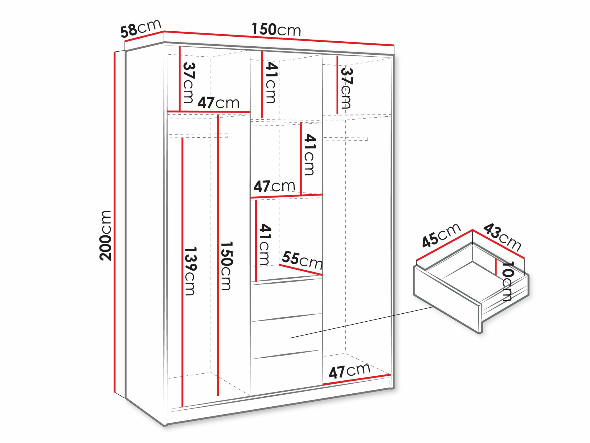Kledingkast Collis I (Wotan eik + Zwart)