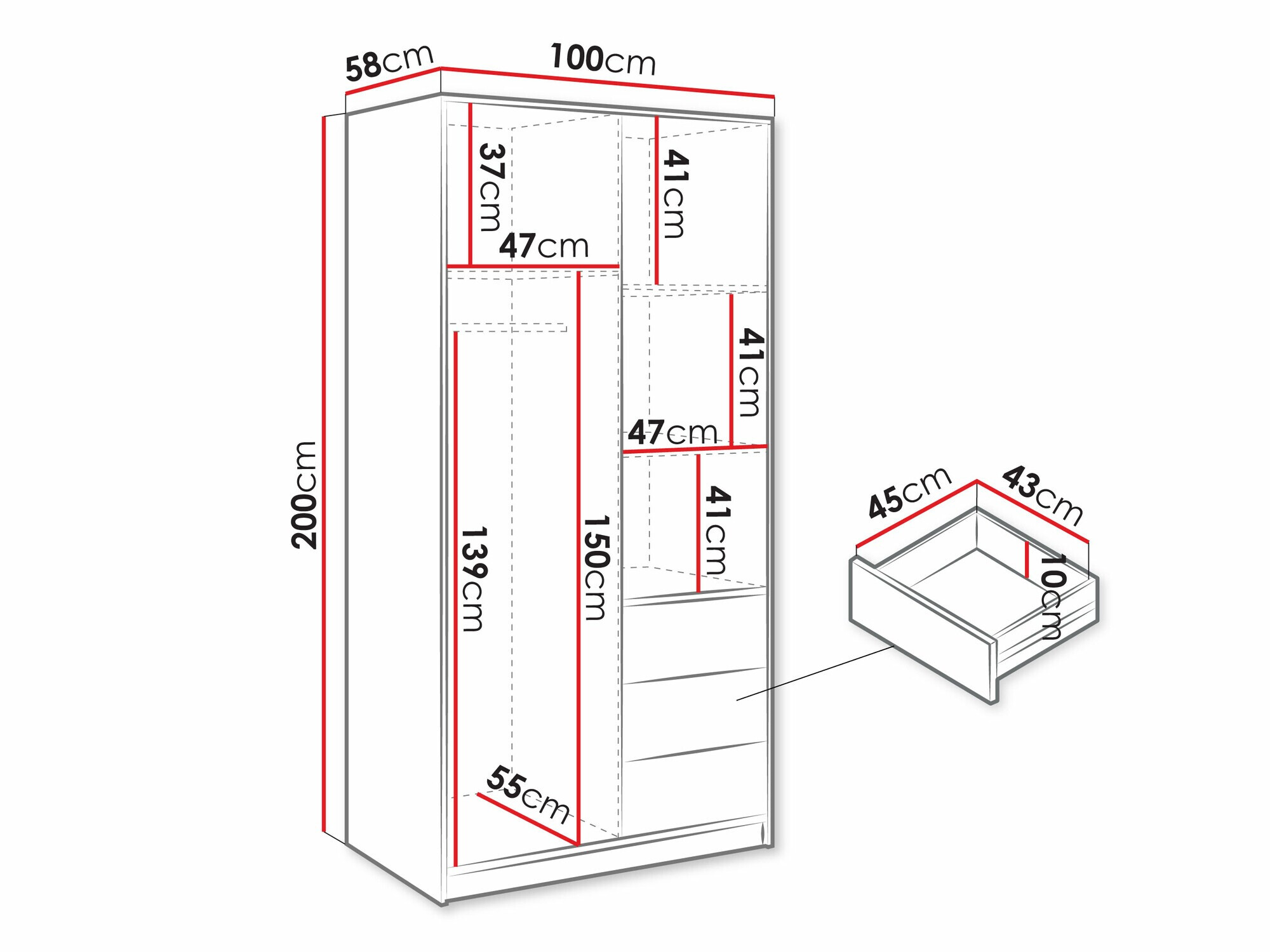 Kledingkast Collis (Wit + Wotan eik)