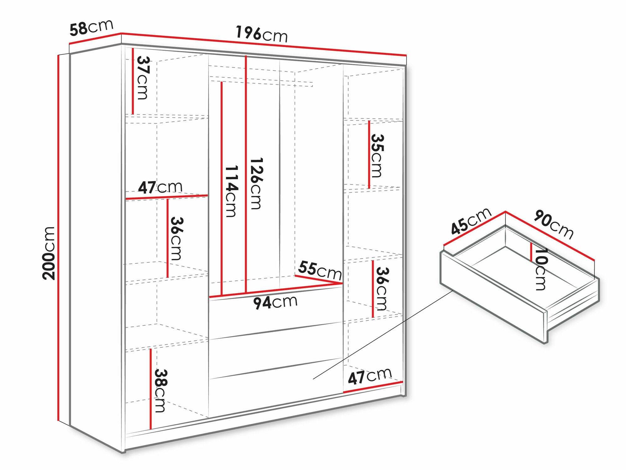 Kledingkast Collis II (Wotan eik + Zwart)
