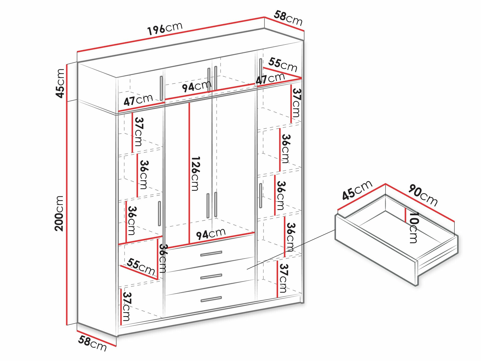 Kledingkast Dortivu I (Wellington eik)