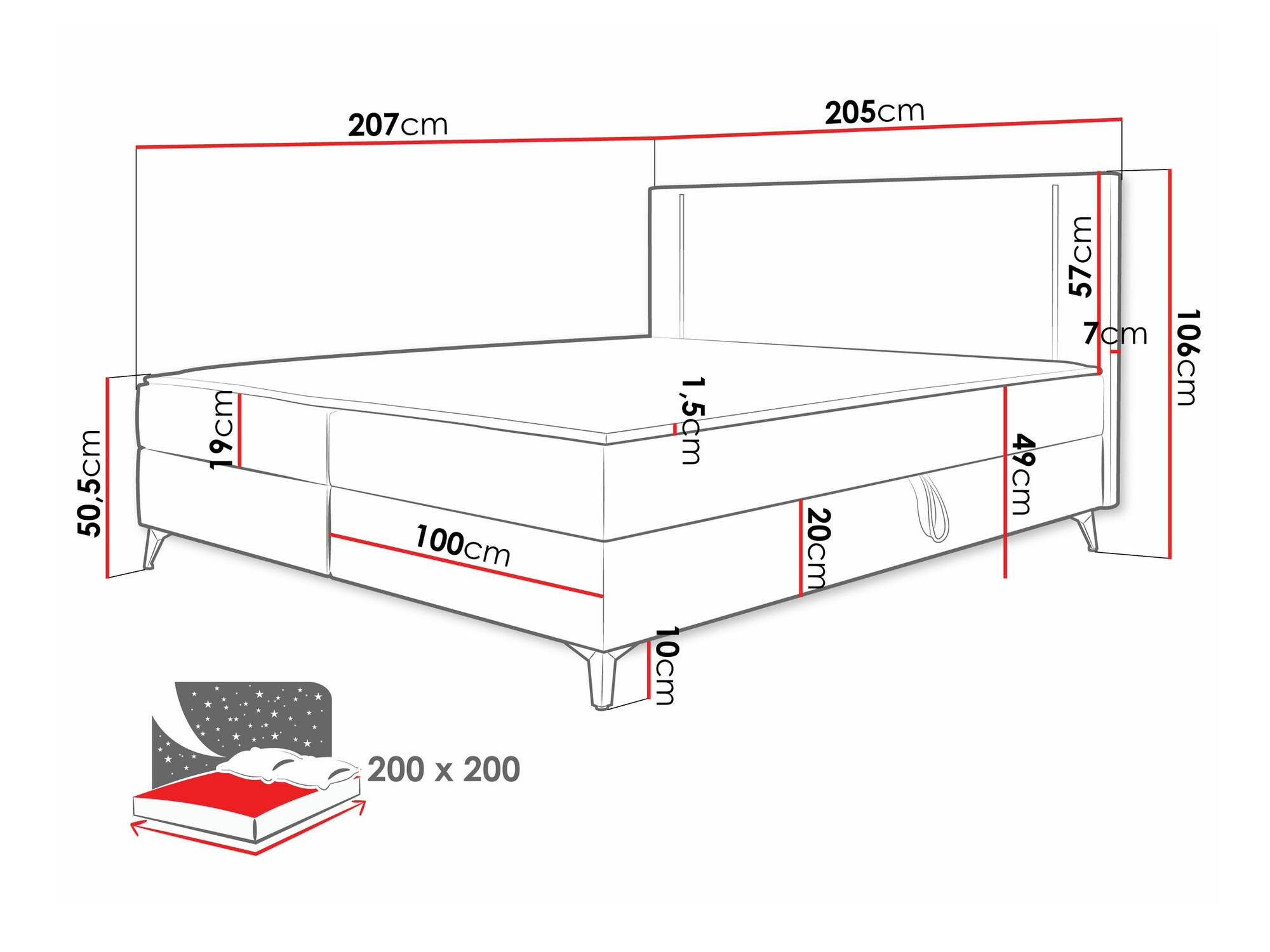 Boxspring Memphis 147 (Manila 26)