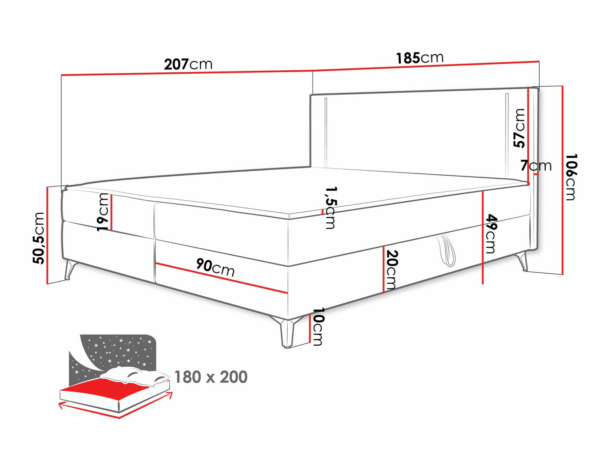 Boxspring Memphis 147 (Manila 37)