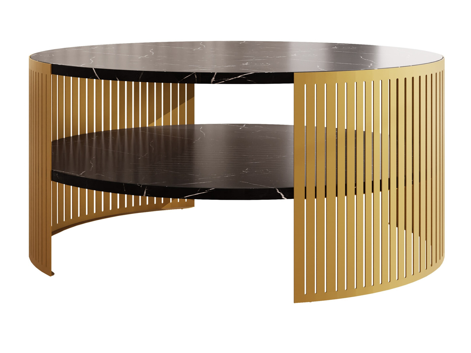 Salontafel Civer I (Gouden + Zwart marmer)