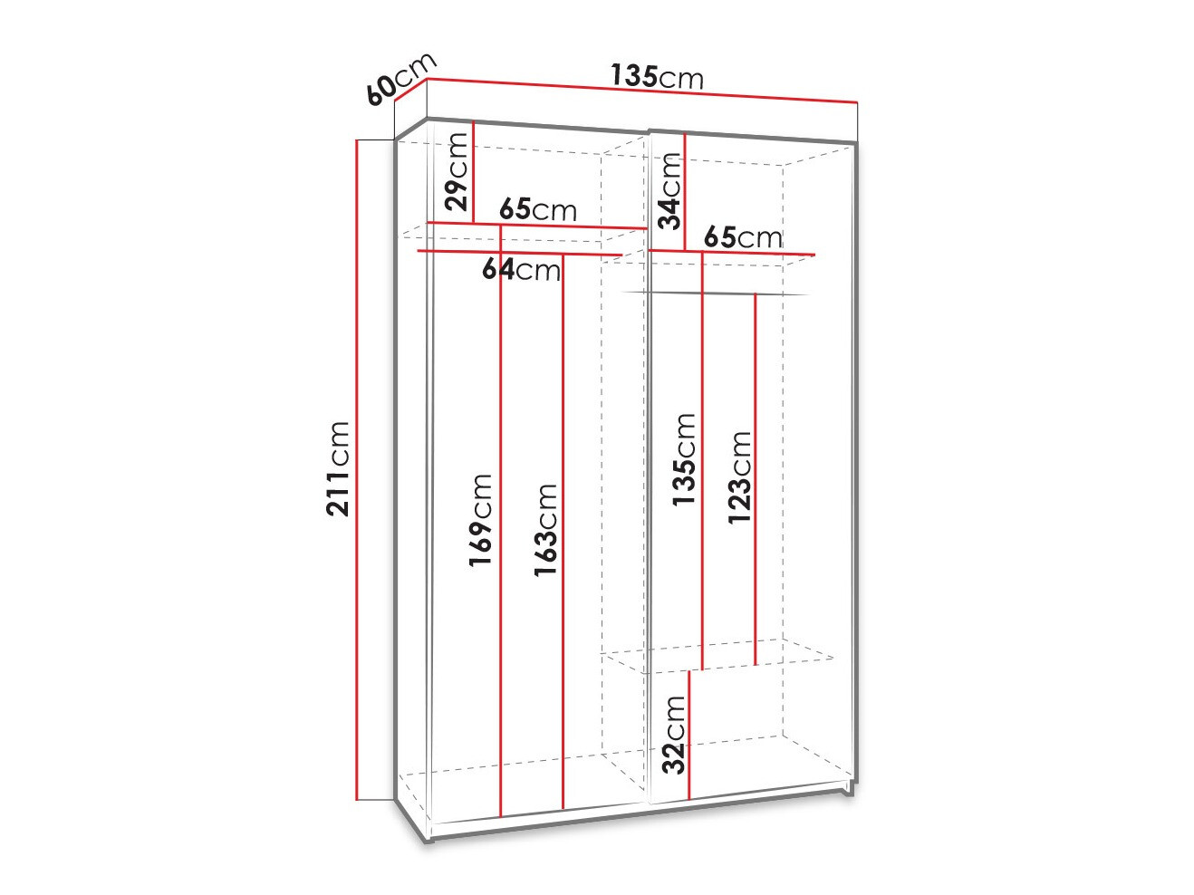 Kledingkast Murrieta 113 (Wengé)